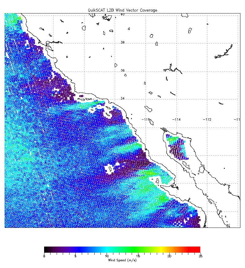 NASA QuikScat Maps Southern California Destructive Santa Ana Winds