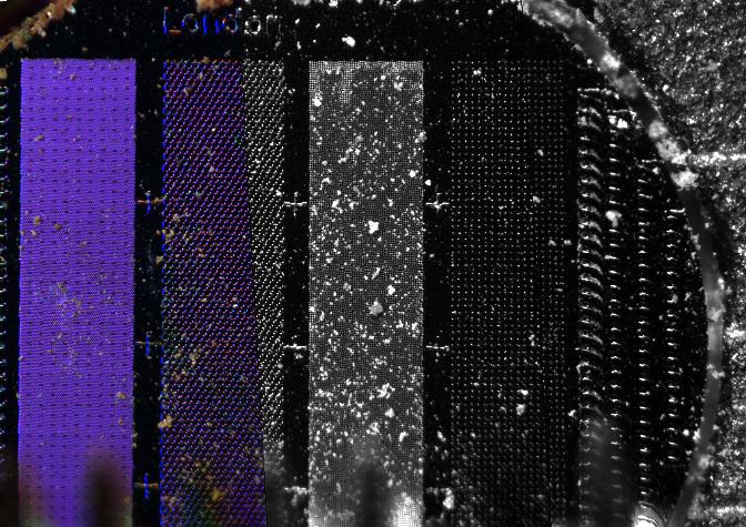 Microscopic View of Soil on a Micromachined Silicone Substrate