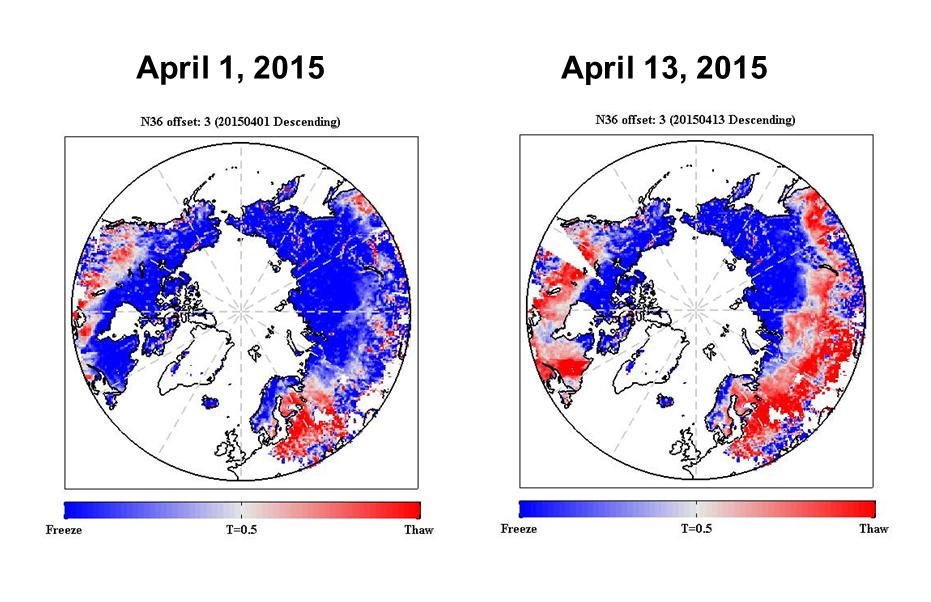 NASA SMAP Images Show Progression of Spring Thaw in Northern Hemisphere