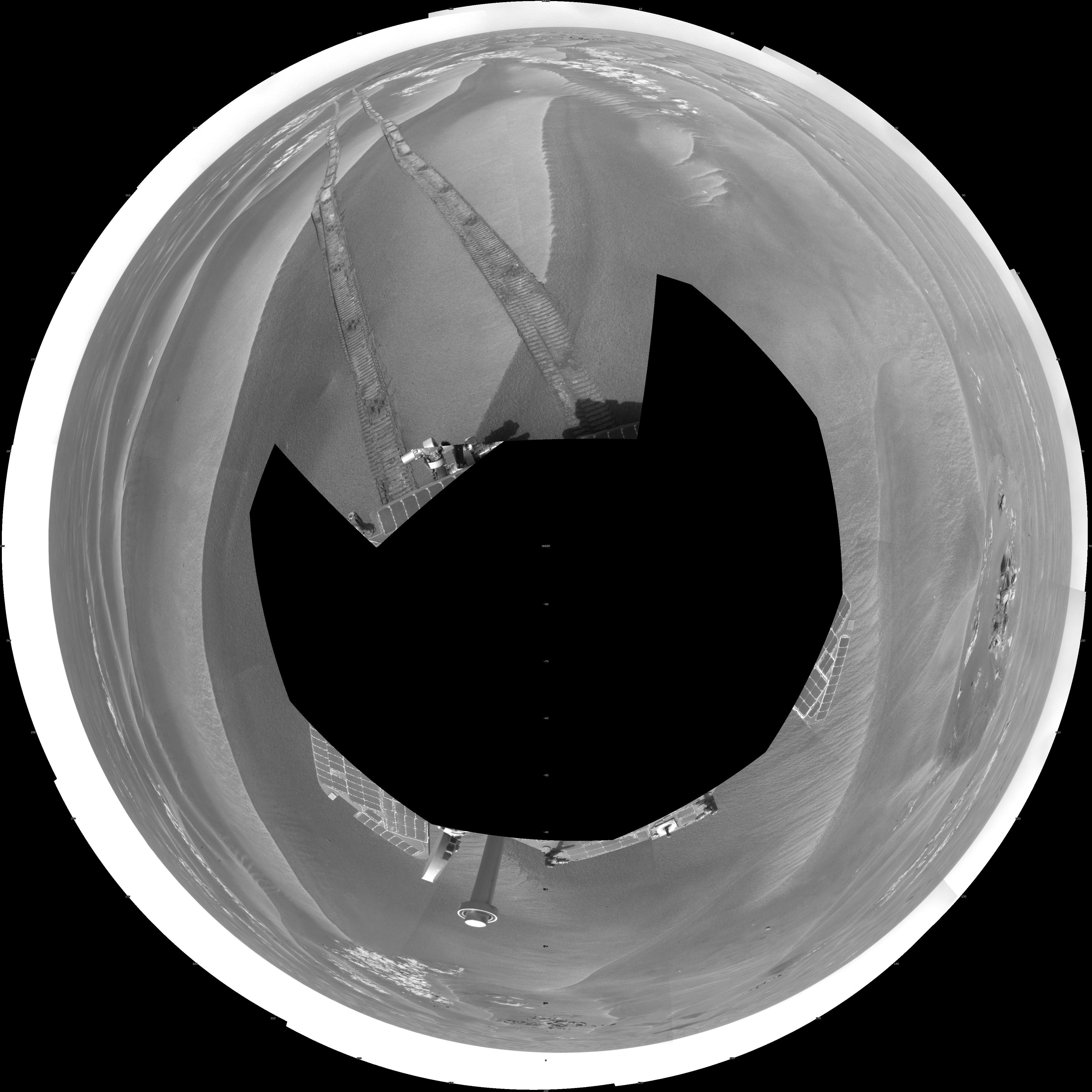 Opportunity Surroundings After Backwards Drive, Sol 1850 Polar