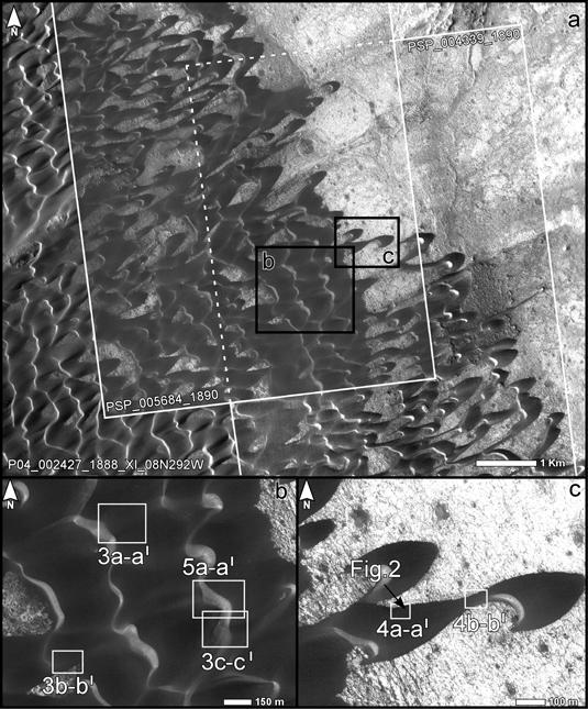 Location Map for Images of Changing Martian Dunes