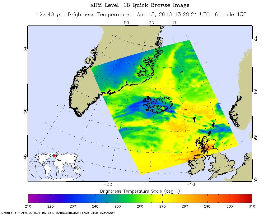 NASA AIRS Instrument Captures Ash Cloud from Icelandic Volcano