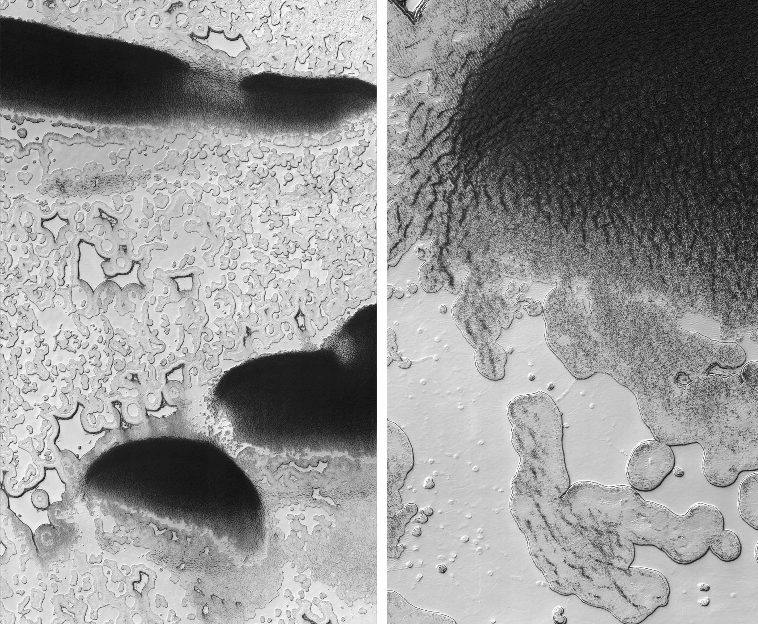 Pitting from Sublimation of Underlying Dry-Ice Layer