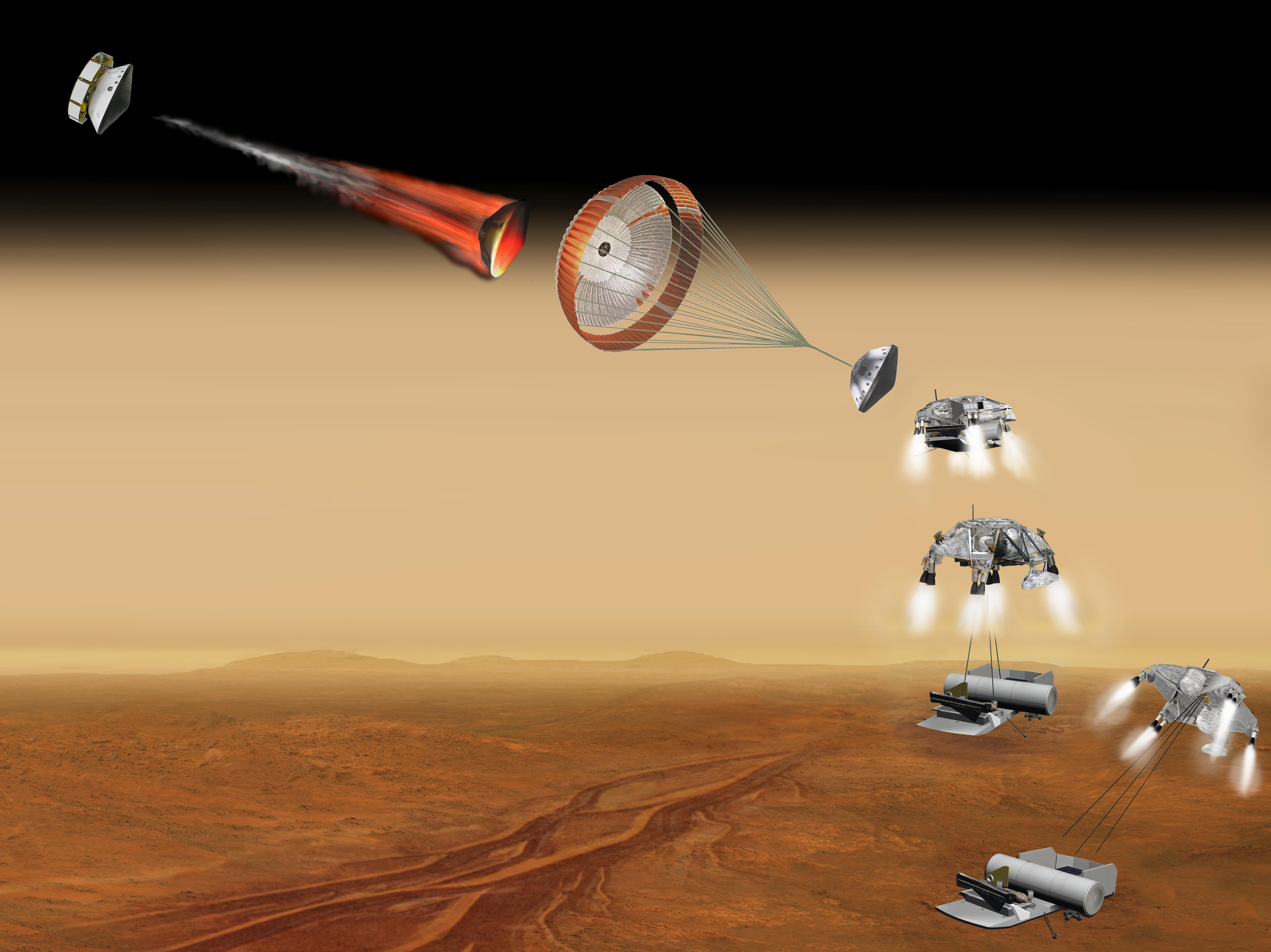 Vehicle for Lofting a Sample Approaches Mars Artist Concept