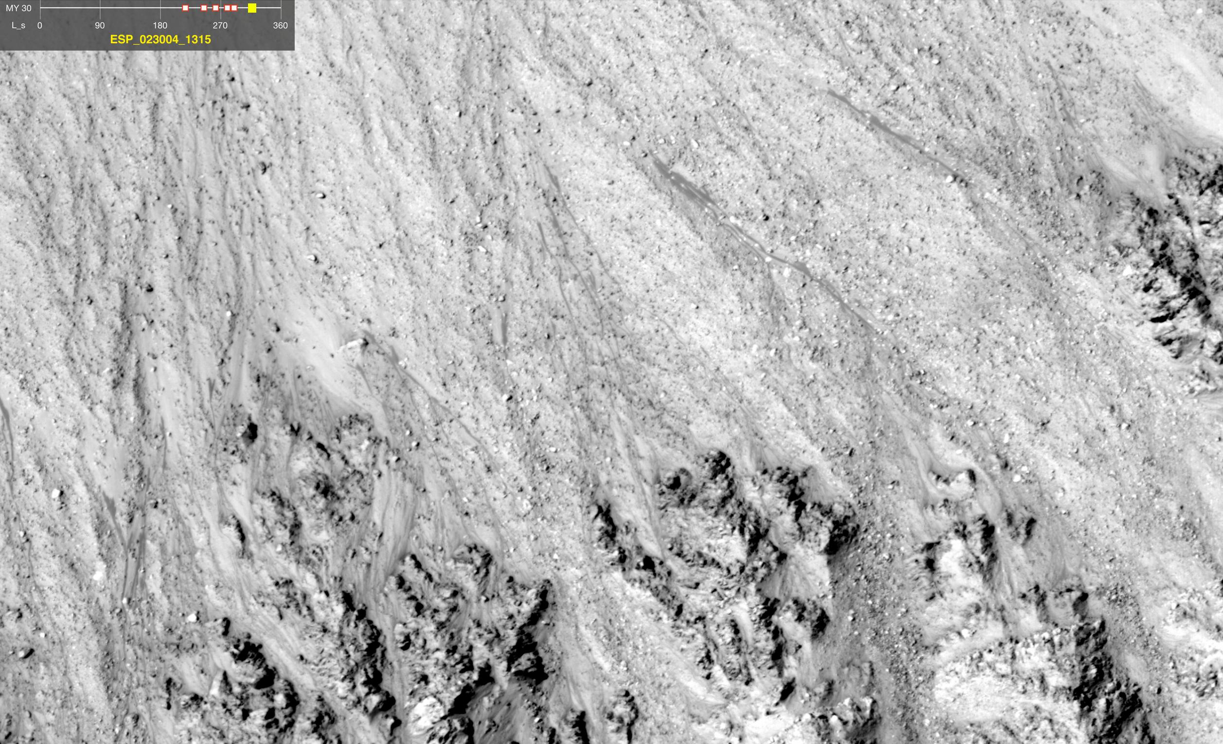 Warm-Season Flows in Well-Preserved Crater in Terra Sirenum Six-Image Sequence