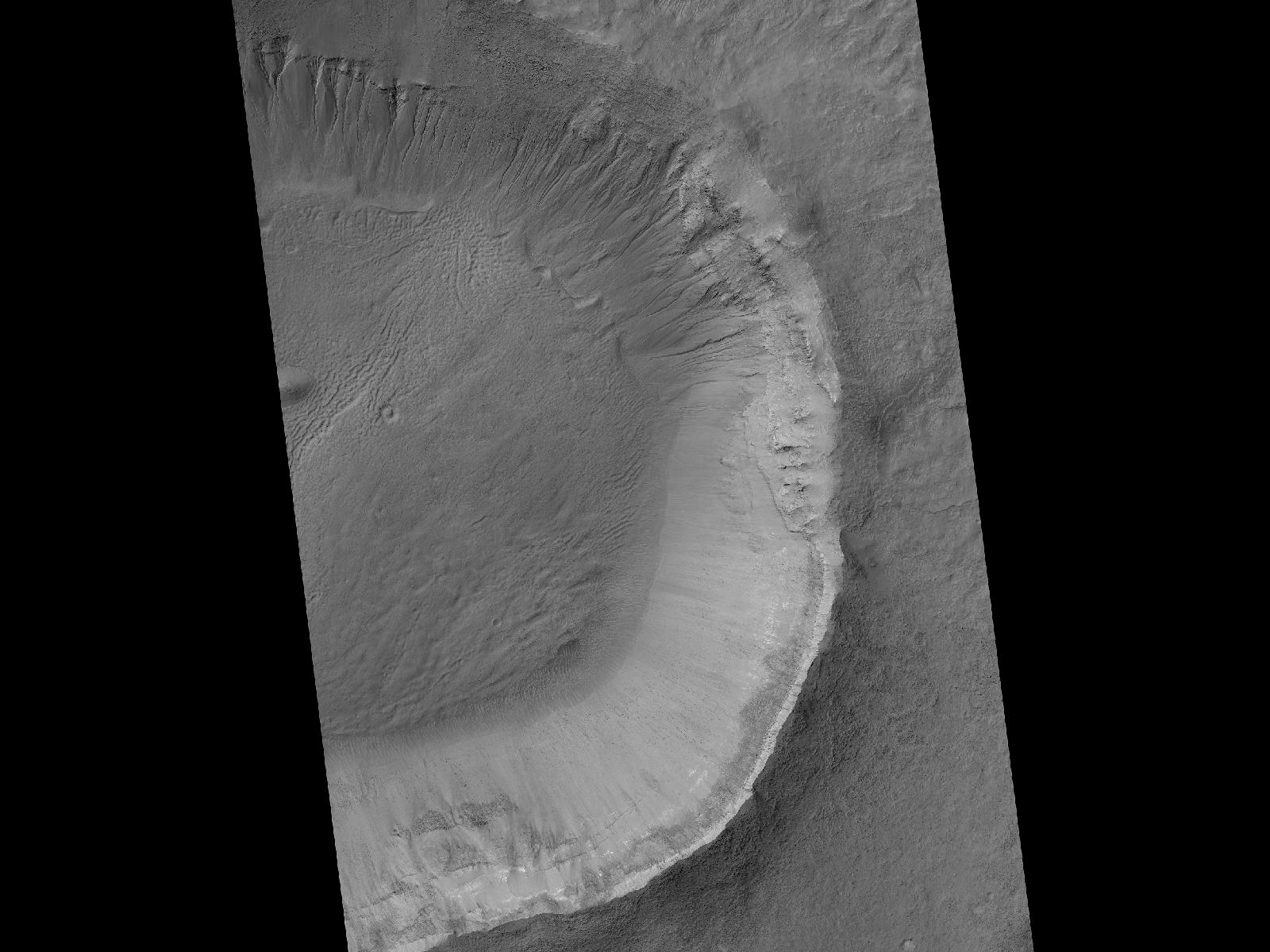 Gullies and Newly Identified Flow Features in Same Mars Crater