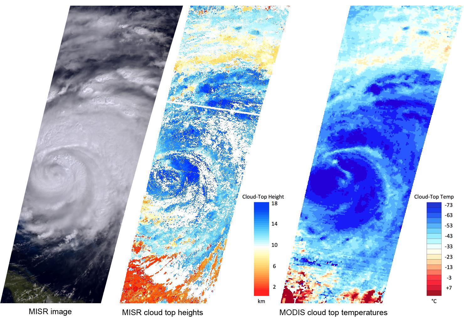 NASA MISR Sees Cloud Heights at Top of Hurricane Irene
