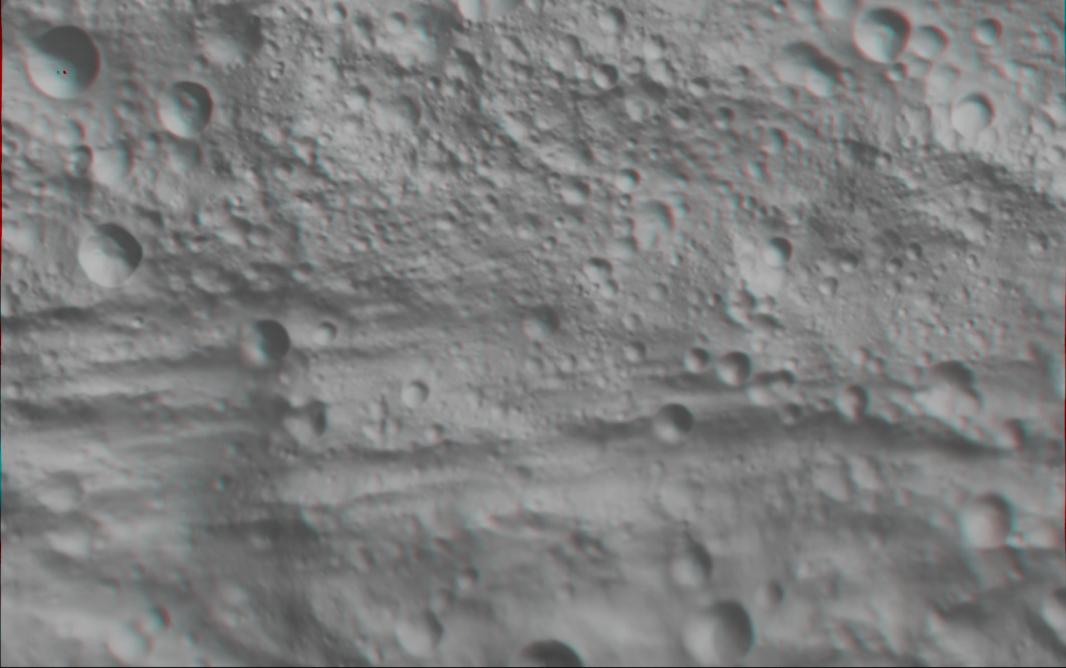 Anaglyph Image of Vesta Equatorial Region II