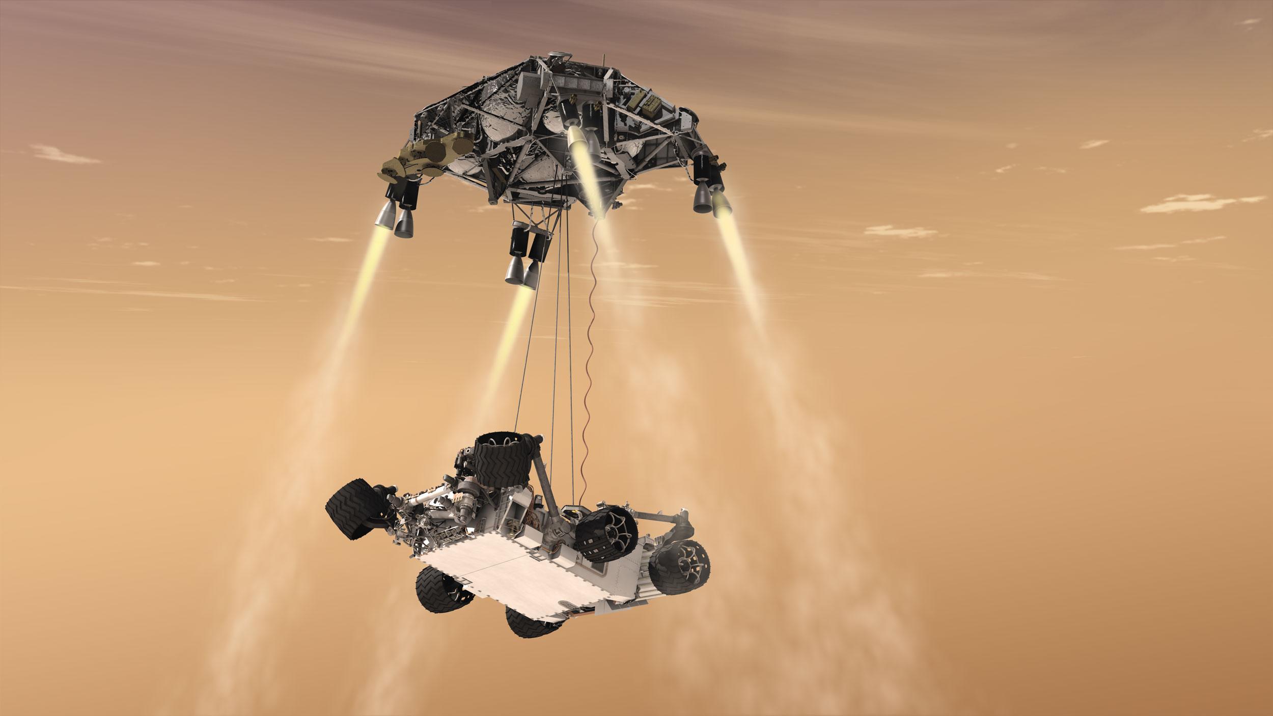 Curiosity Sky Crane Maneuver, Artist Concept
