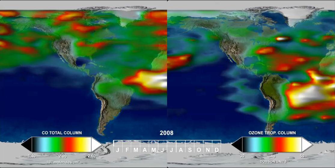 Annual Variation in Global CO and O3