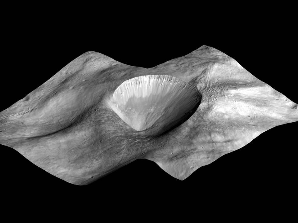 Perspective View of Layered Young Crater