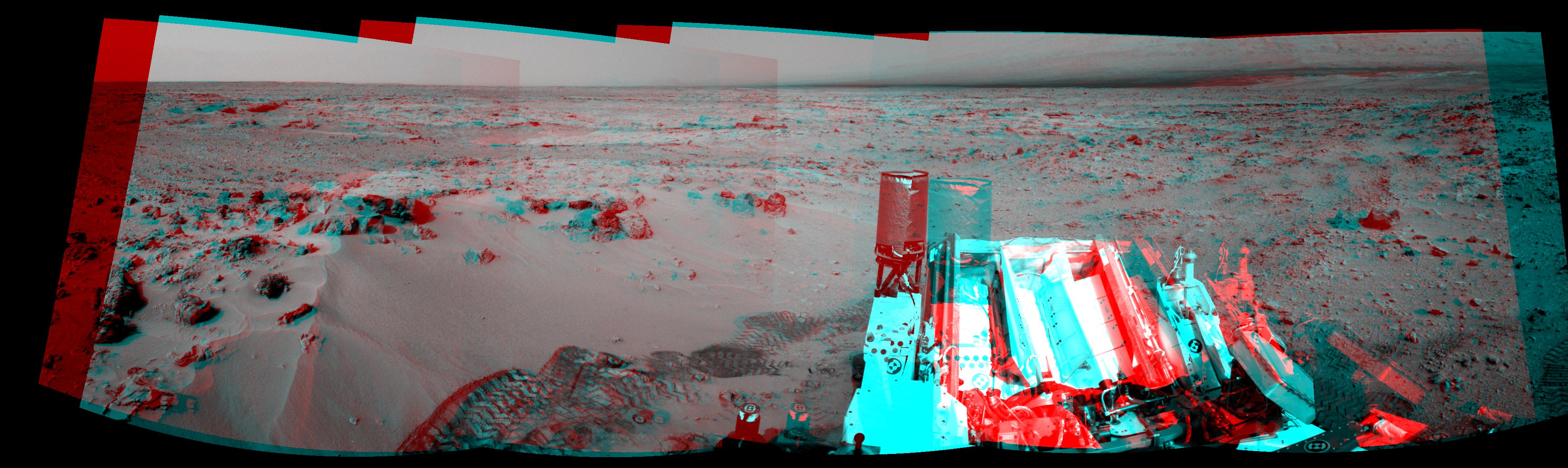 Curiosity Eastward View After Sol 100 Drive, Stereo