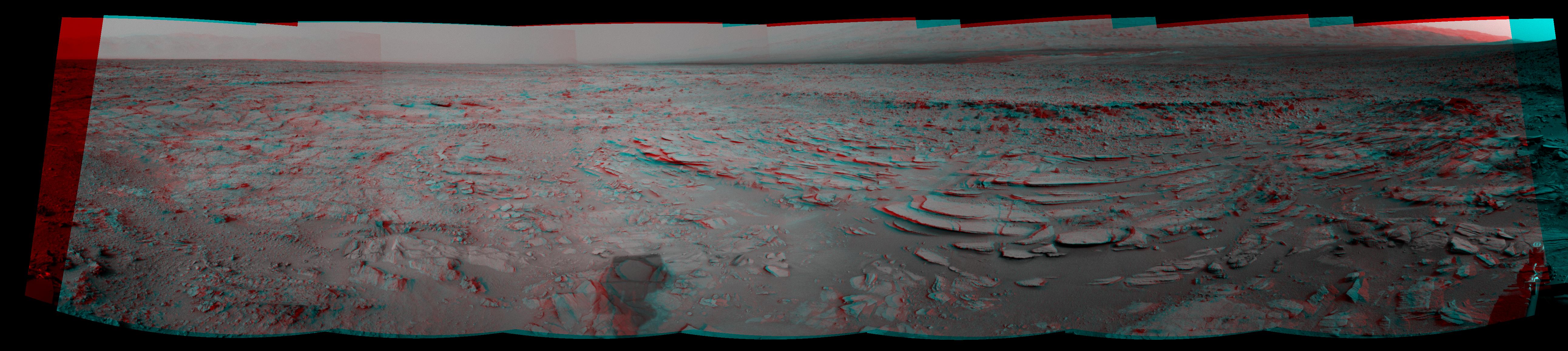 Sol 120 Panorama from Curiosity, near Shaler Stereo
