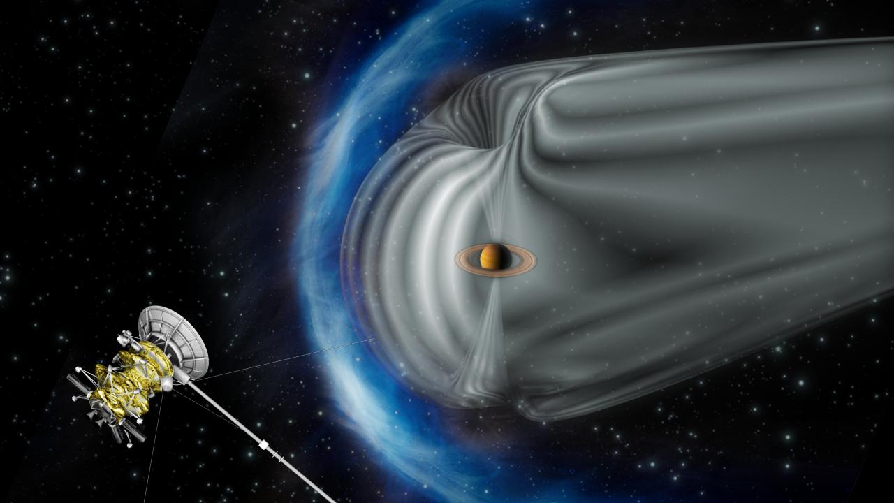 Cassini at Saturn Bow Shock Artist Concept