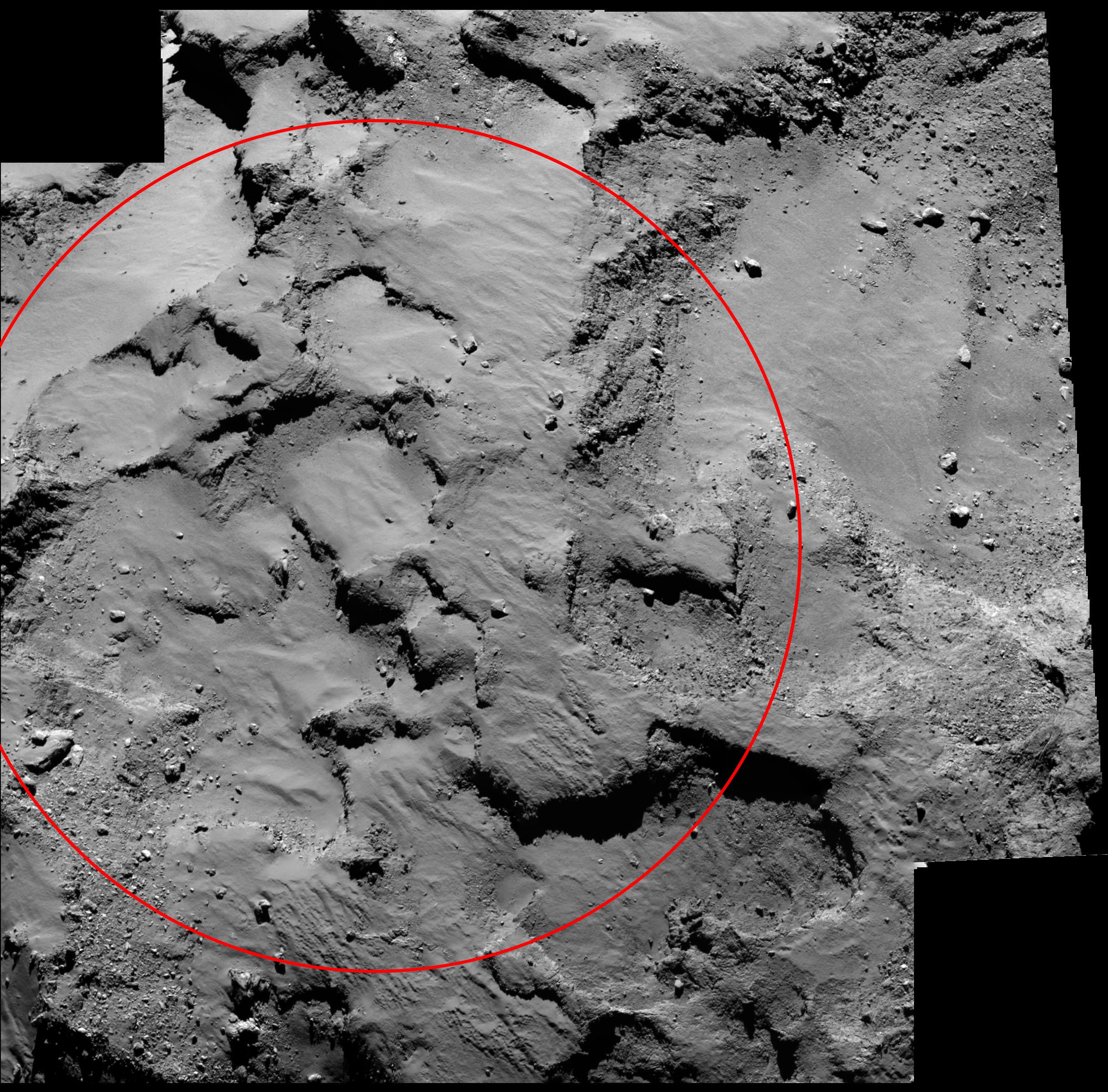 Rosetta Comet Landing Site Close Up