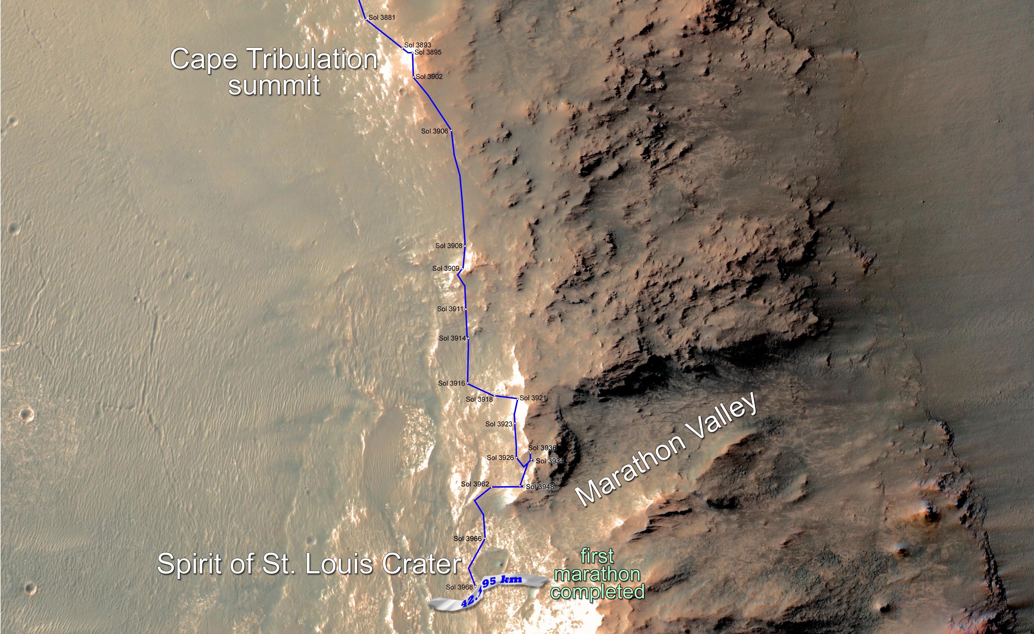 Opportunity Rover Surpasses Marathon Distance