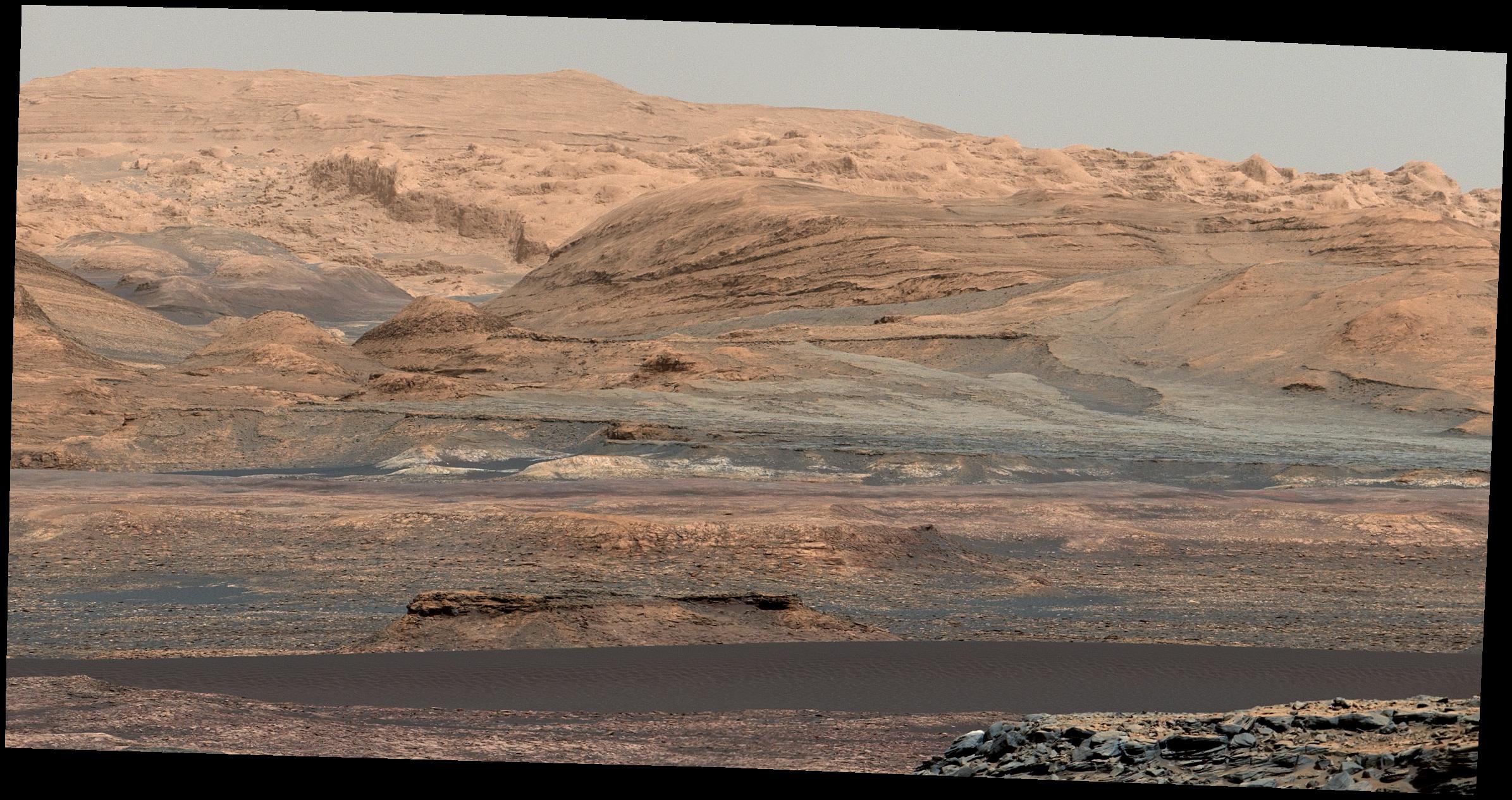 Glimpse of Bagnold Dunes Edging Mount Sharp