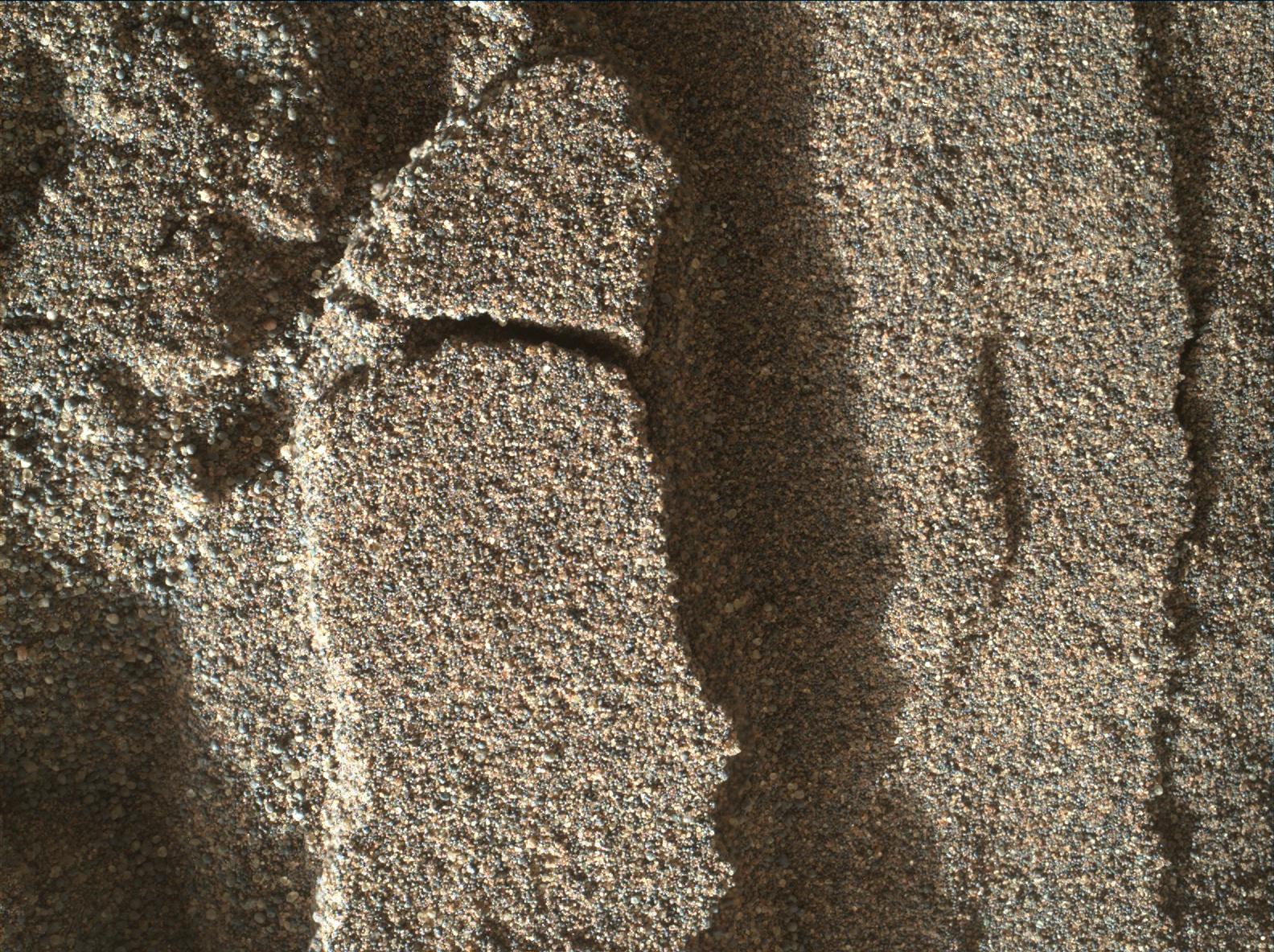 Martian Sand Disturbed by Rover Wheel