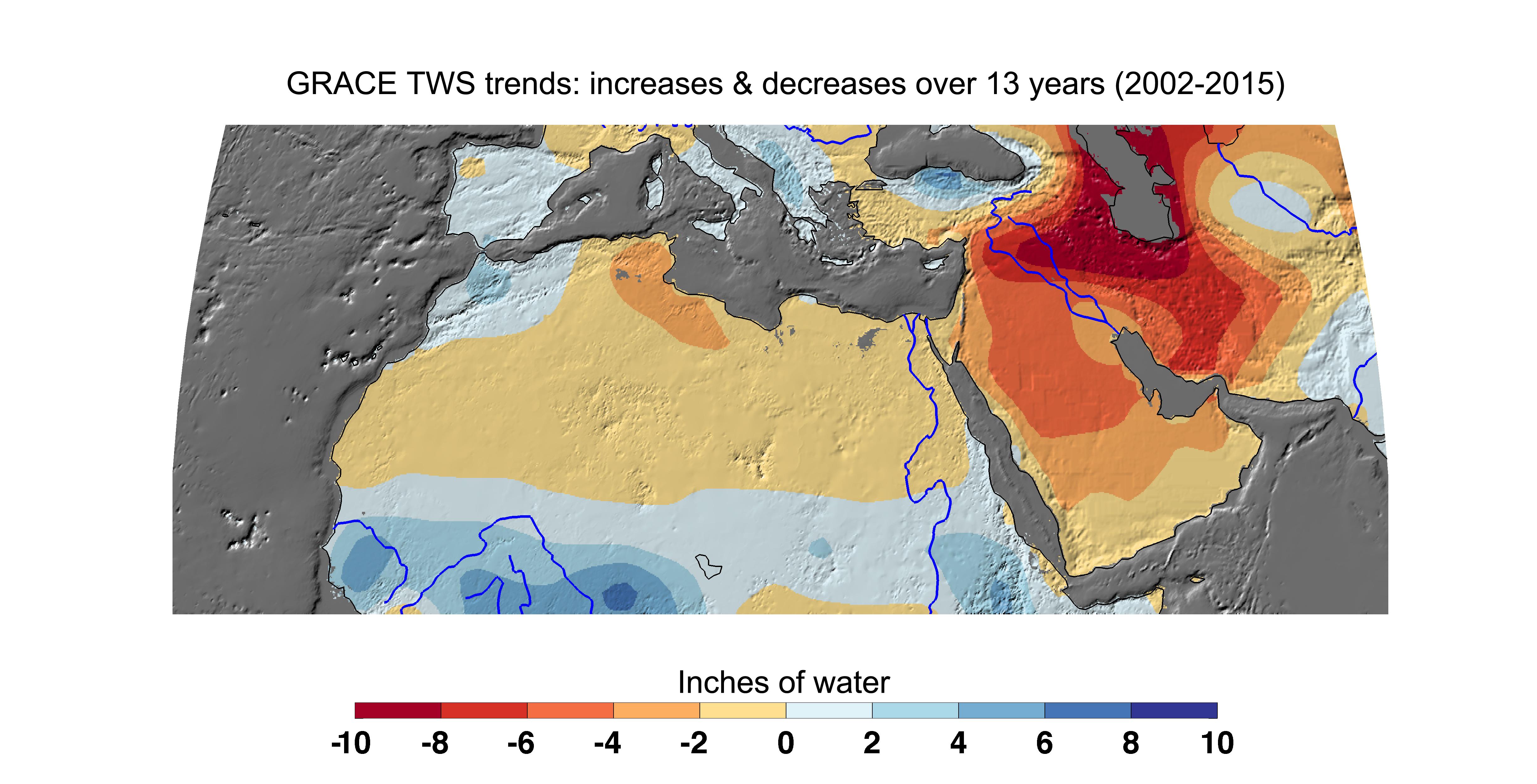 Cumulative Total Middle East/North Africa Freshwater Losses as Seen by NASA GRACE, 2002-15