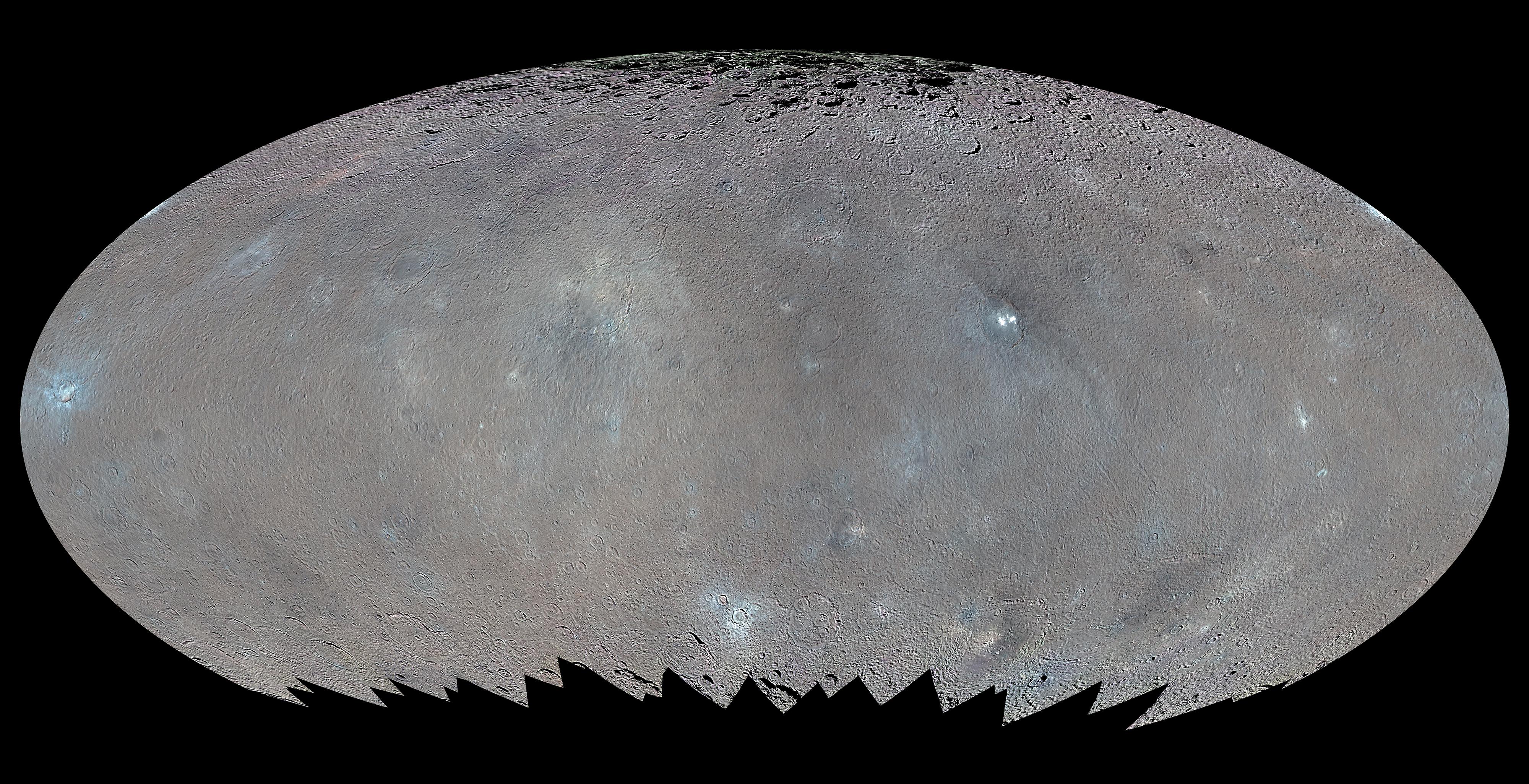 Color Map of Ceres Elliptical Projection