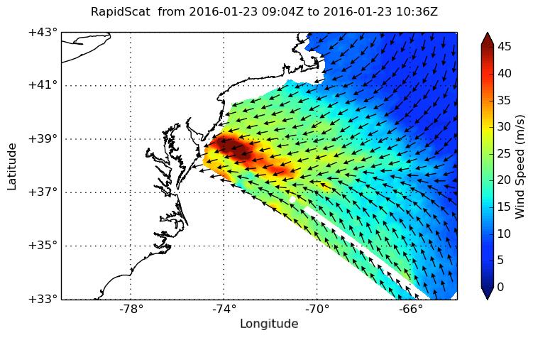 Winter Storm Winds on U.S. East Coast, as Viewed by ISS-RapidScat