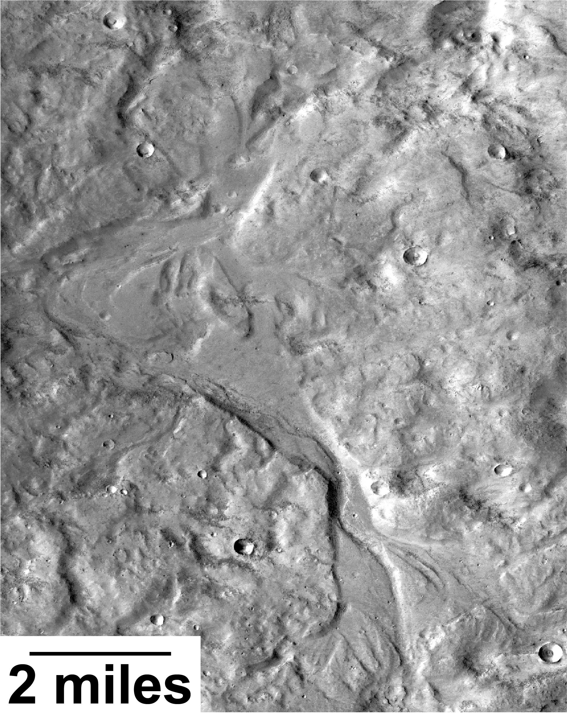 Outflow Stream from Relatively Recent Martian Lake
