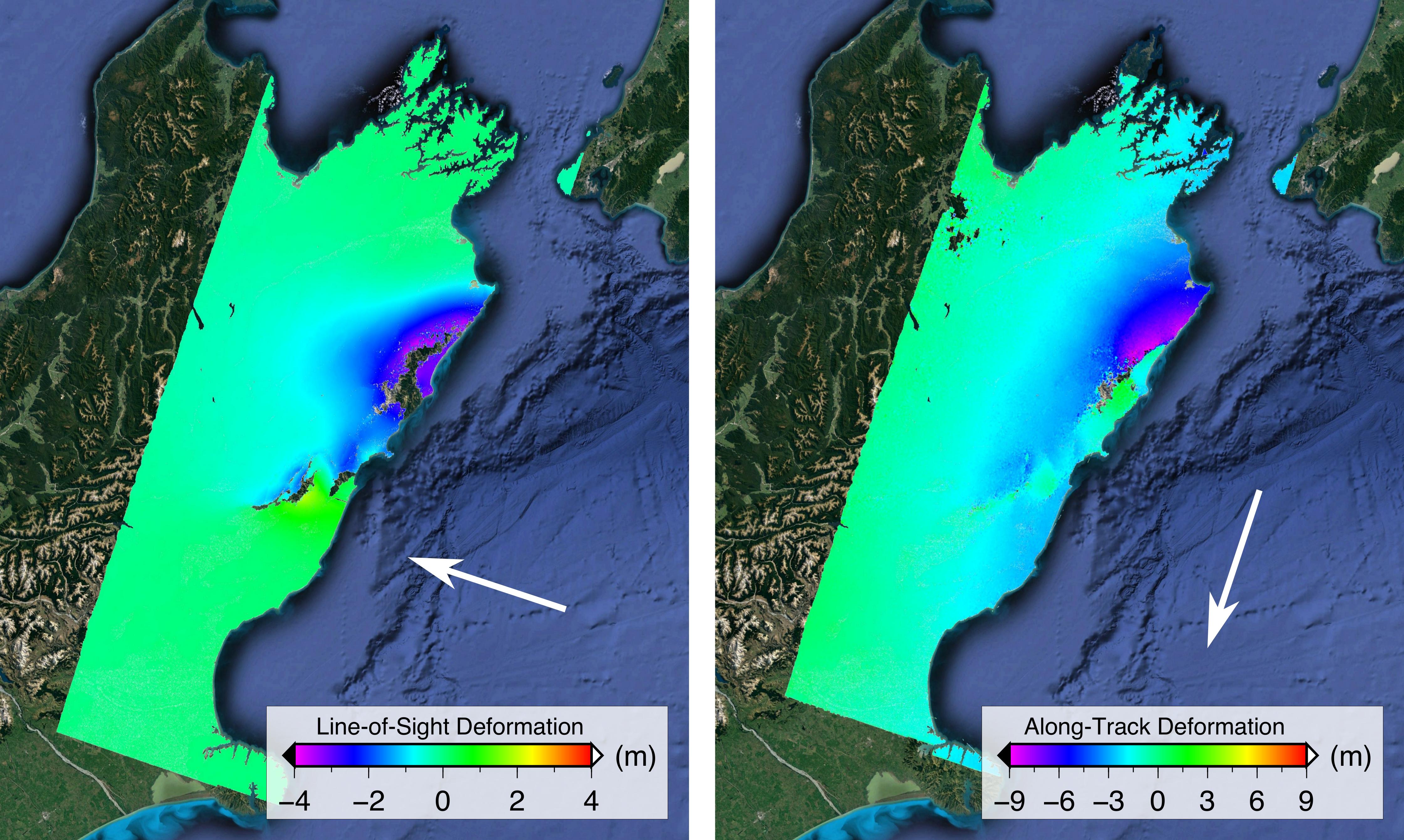 Satellite Radar Show Complex Set of Faults Moved in 2016 New Zealand Earthquake