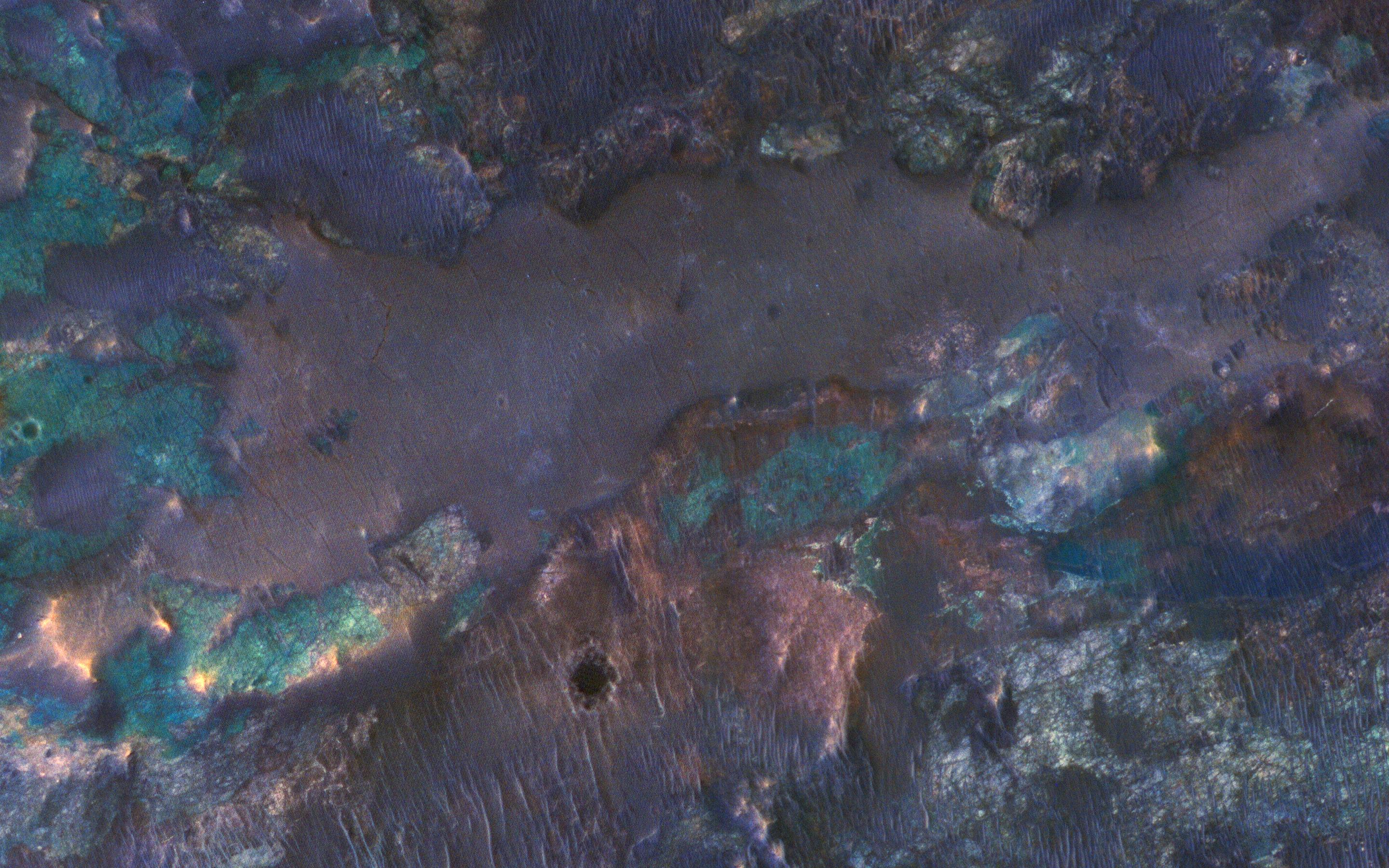 Colorful Impact Ejecta from Hargraves Crater