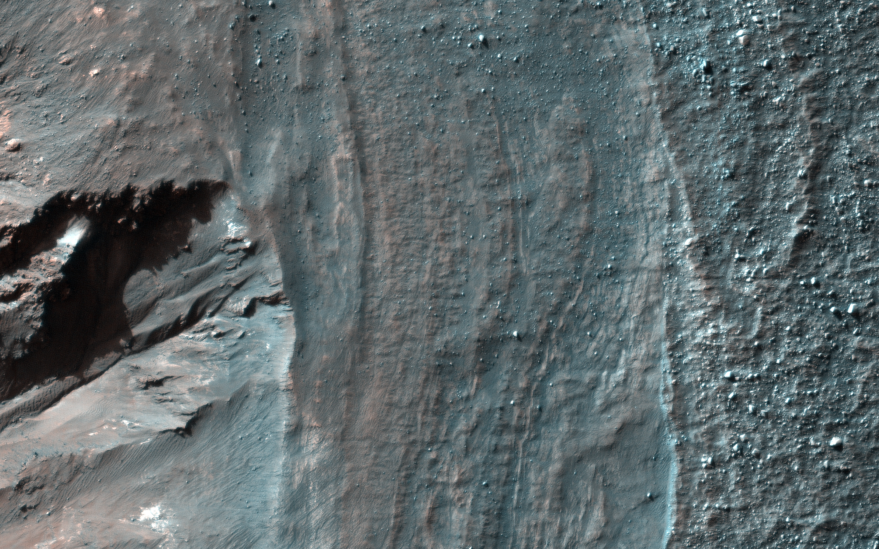 Crater Rim Layers, Rubble, and Gullies