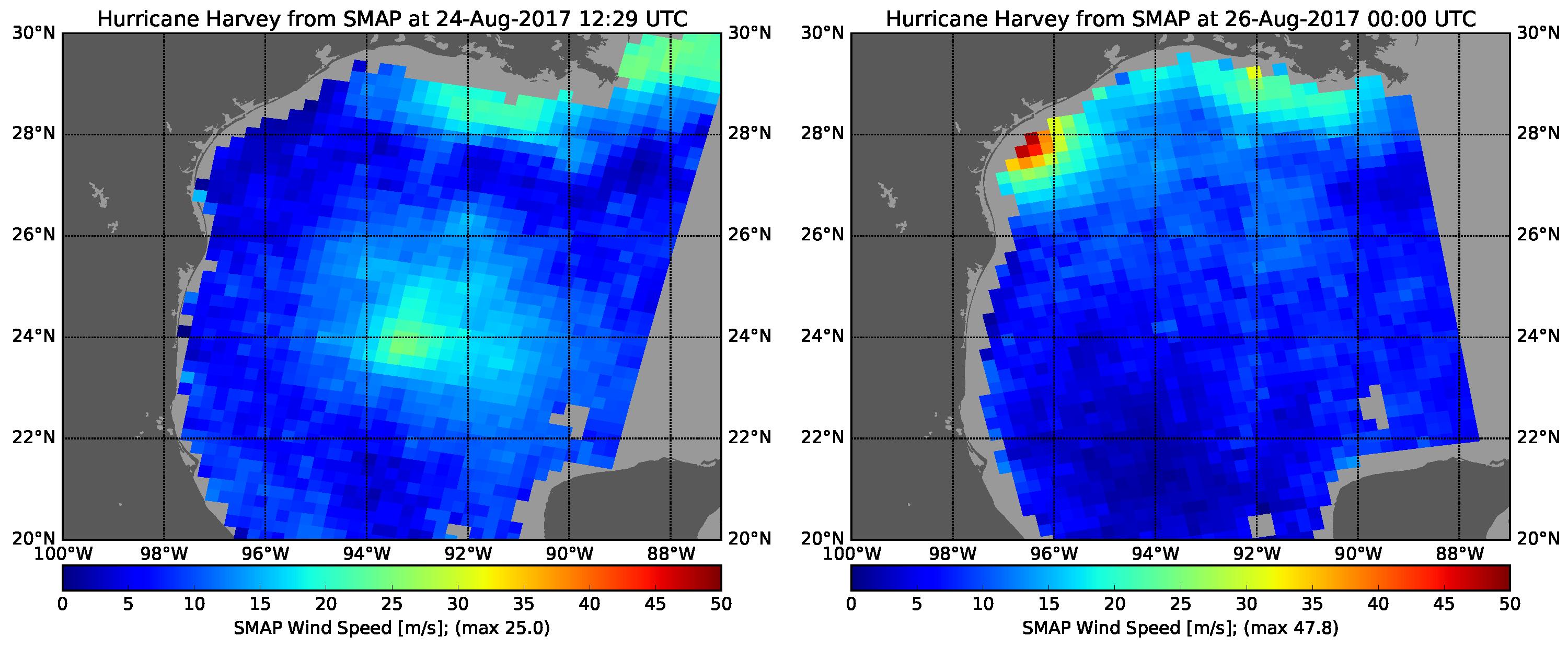 Hurricane Harvey's Rapid Wind Intensification seen by NASA's SMAP