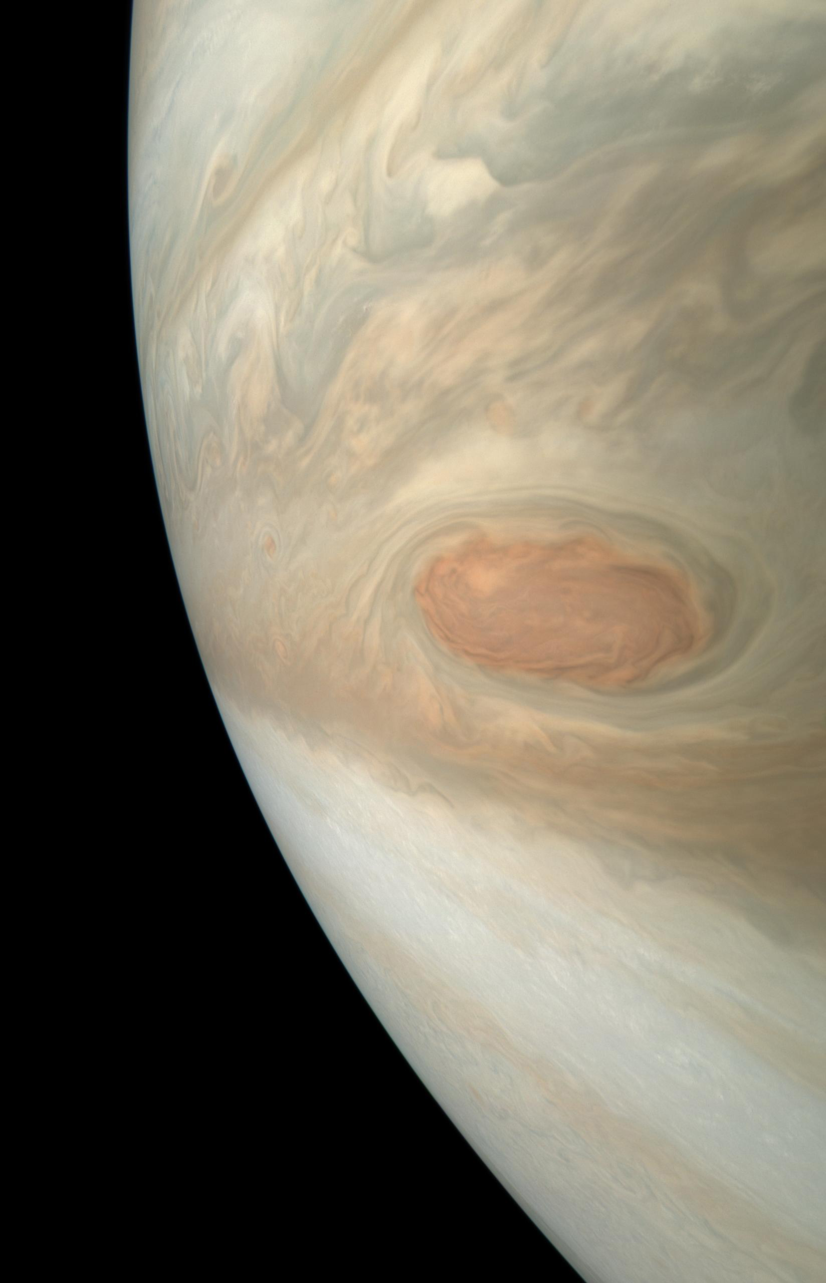 Swirling Jovian Storm (Natural Color)