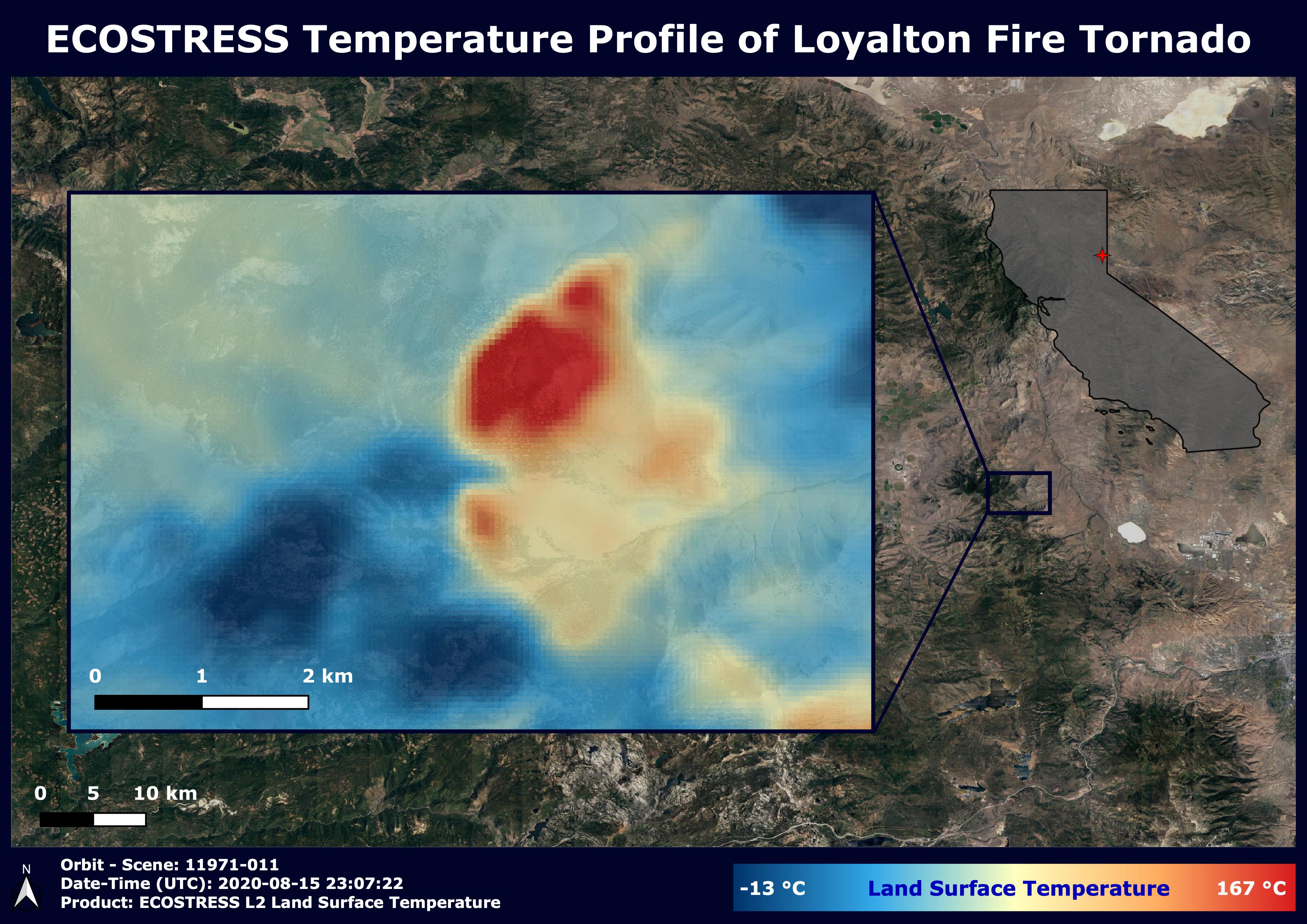 NASA's ECOSTRESS Sees Fire-Induced Tornado From Space