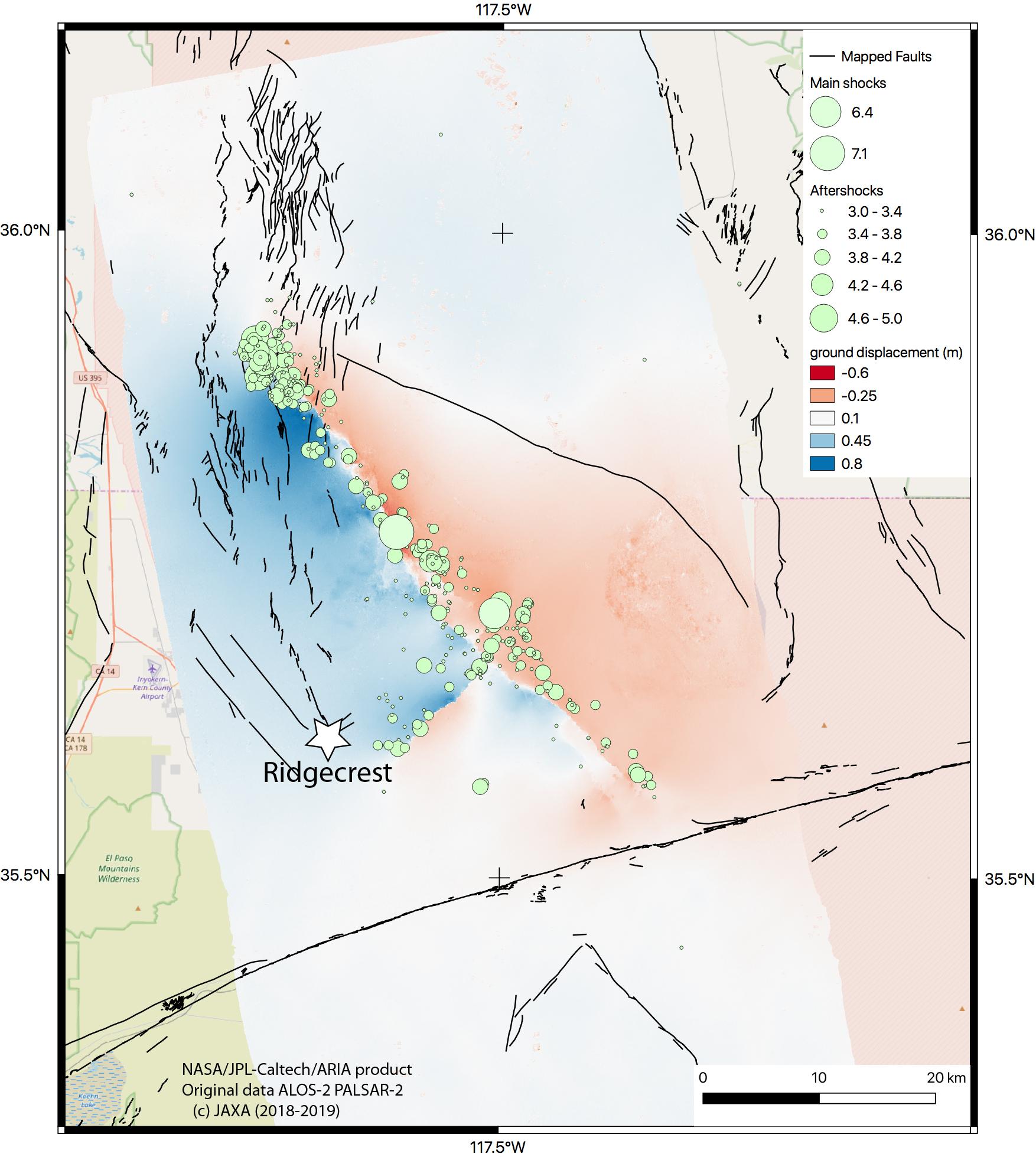 NASA Map Shows Ground Movement from California Quakes