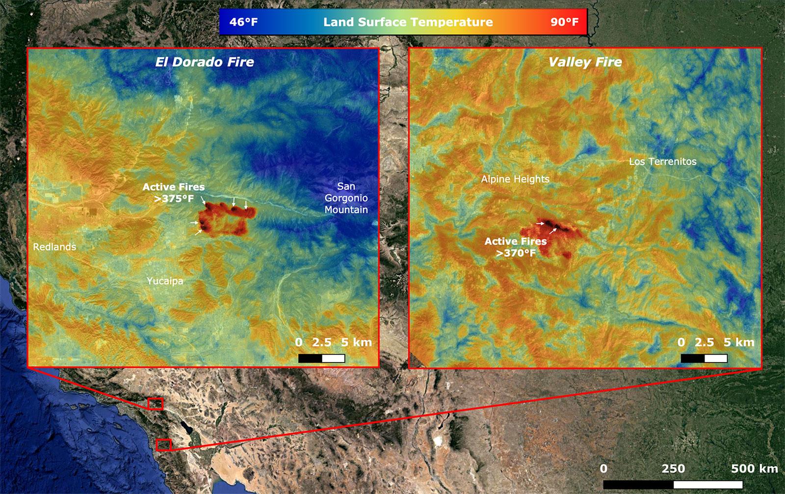 NASA's ECOSTRESS Takes Surface Temperature Around California Fires