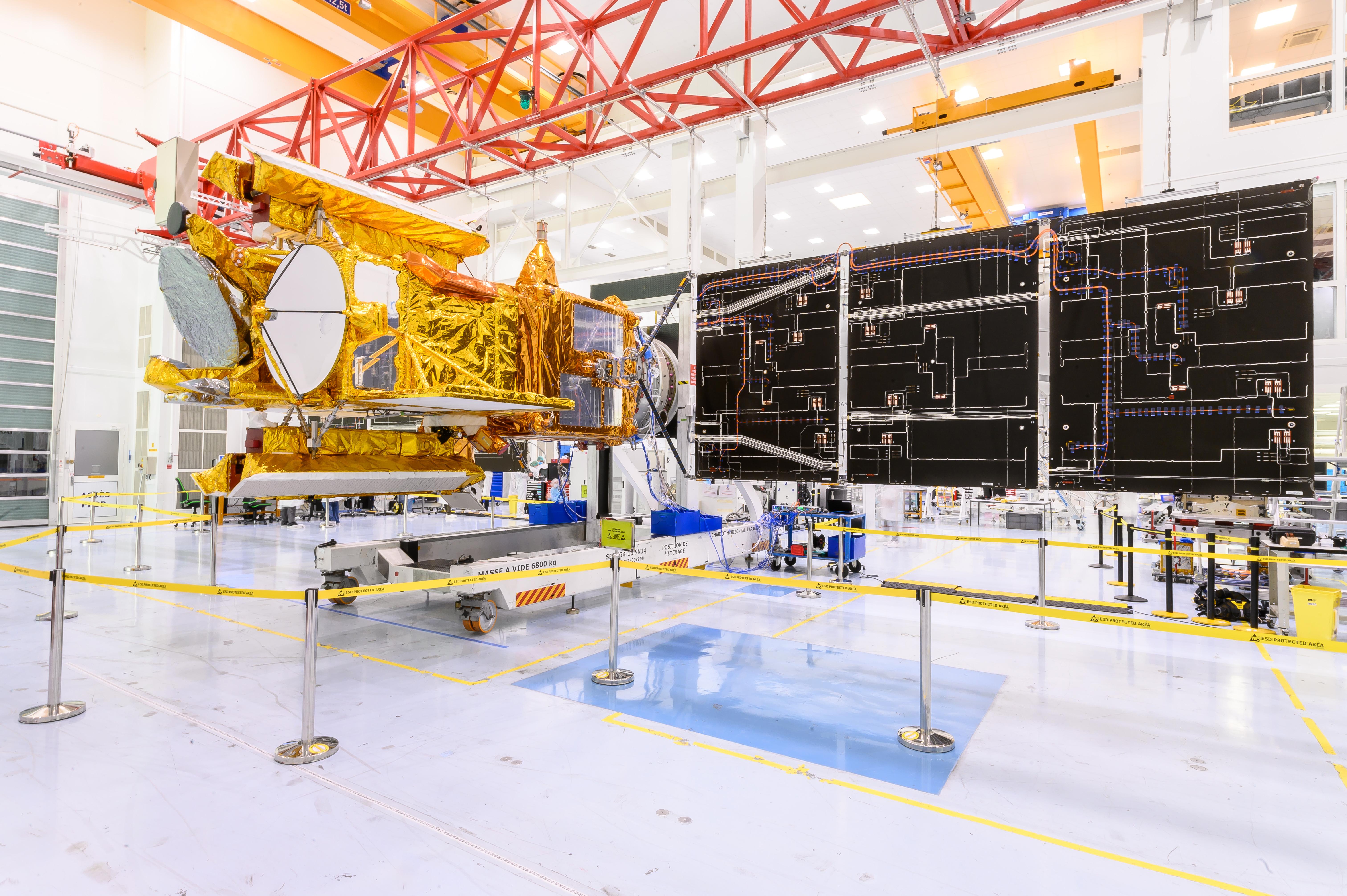 SWOT Solar Panels Deploy at Thales Alenia Space Facility in France