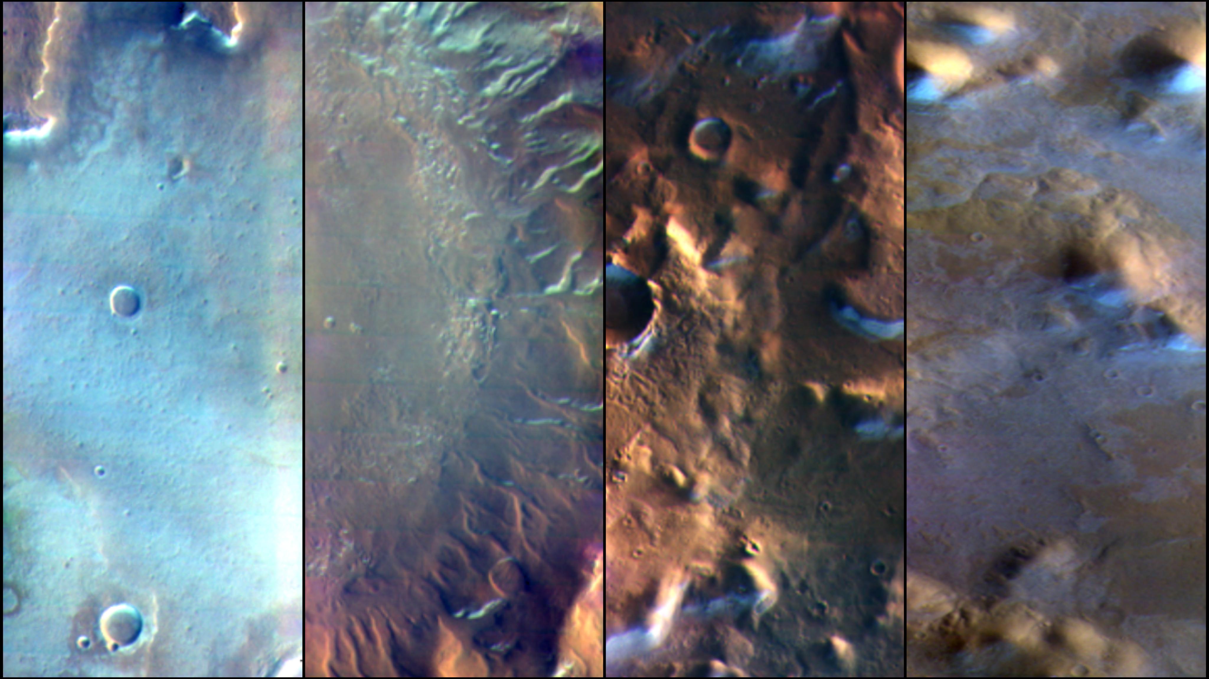 Four Images of Morning Frost on Mars
