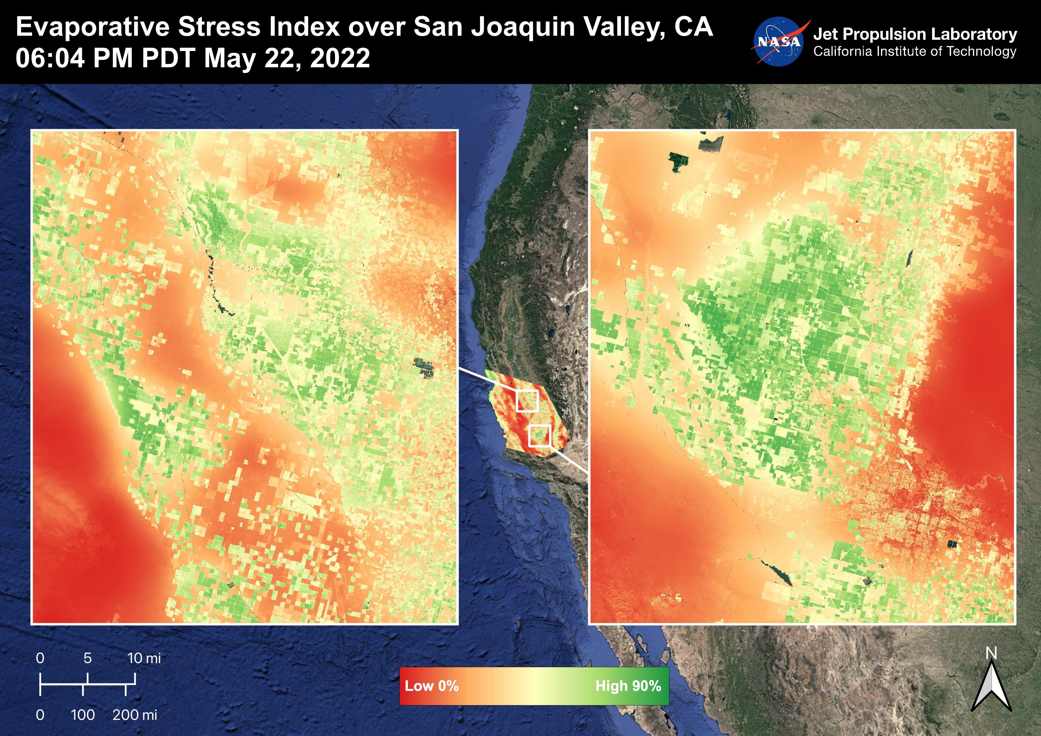 Evaporative Stress Index over San Joaquin Valley
