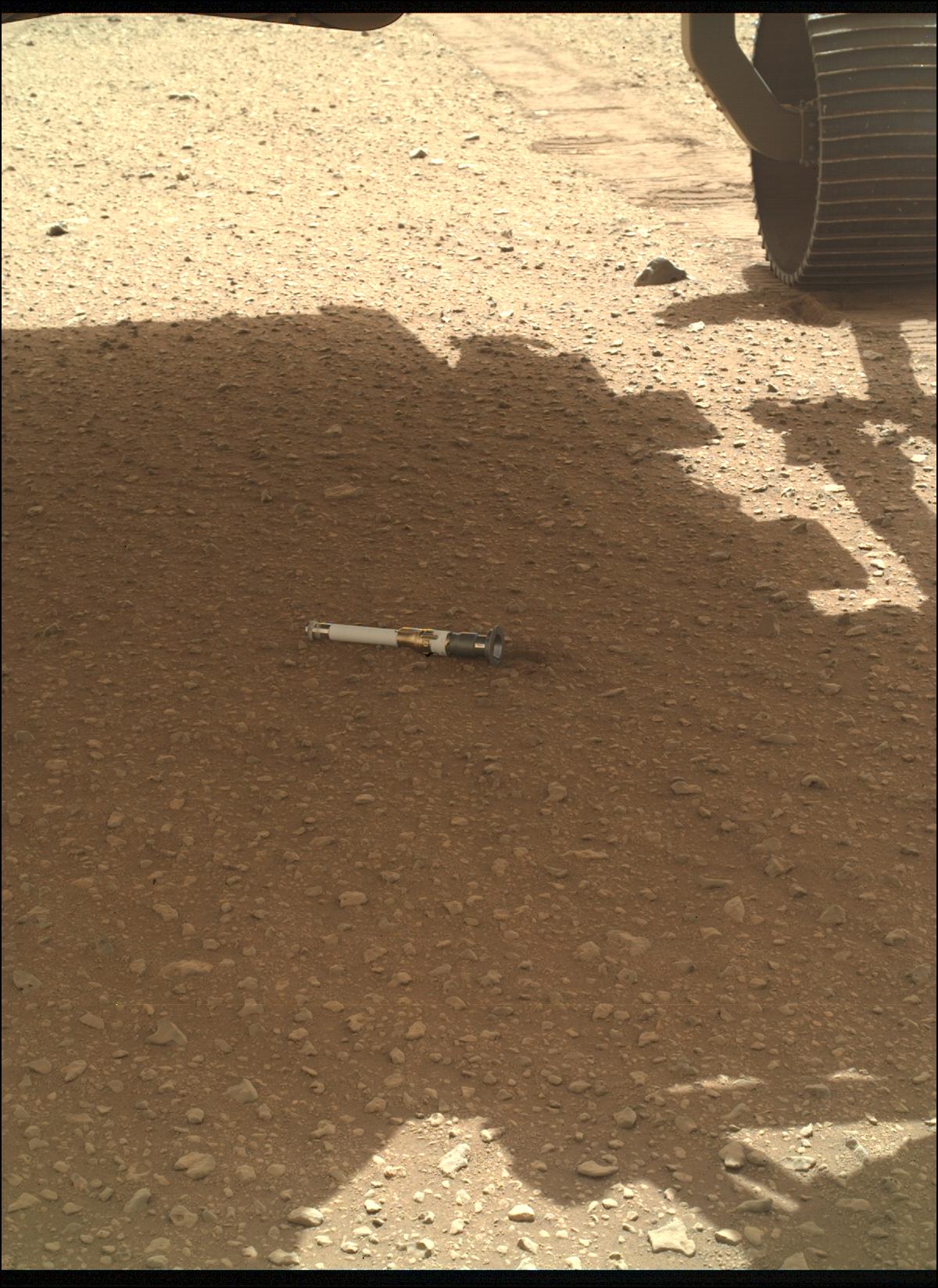 Perseverance Deposits Its First Sample on the Martian Surface
