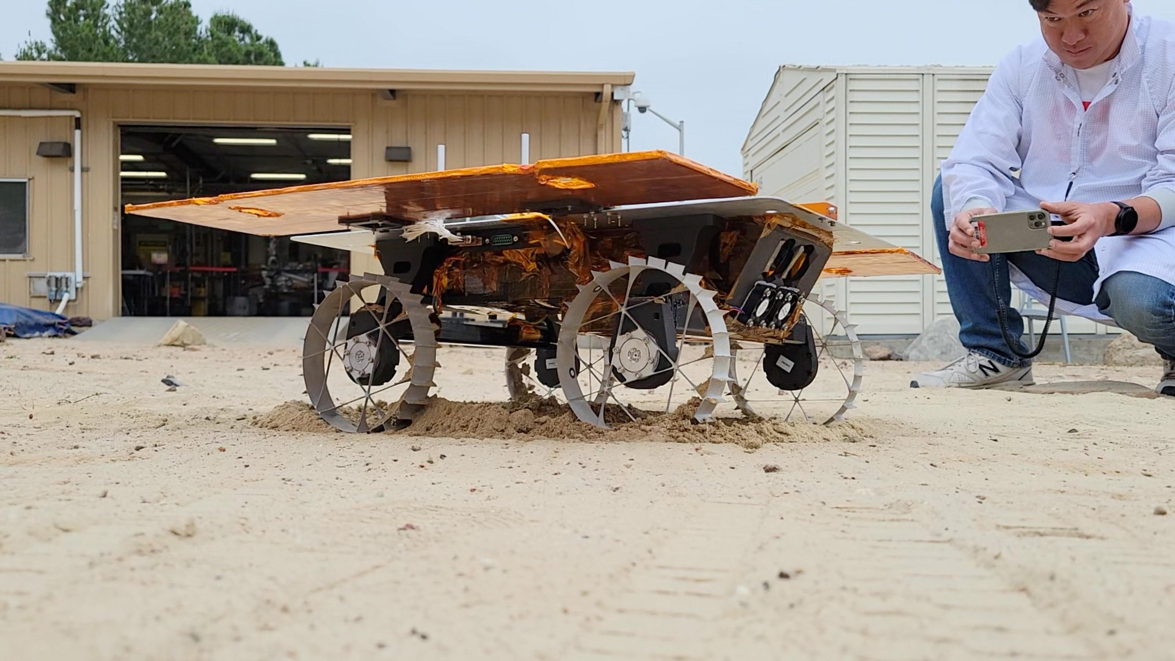 CADRE Rover Testing in JPL's Mars Yard