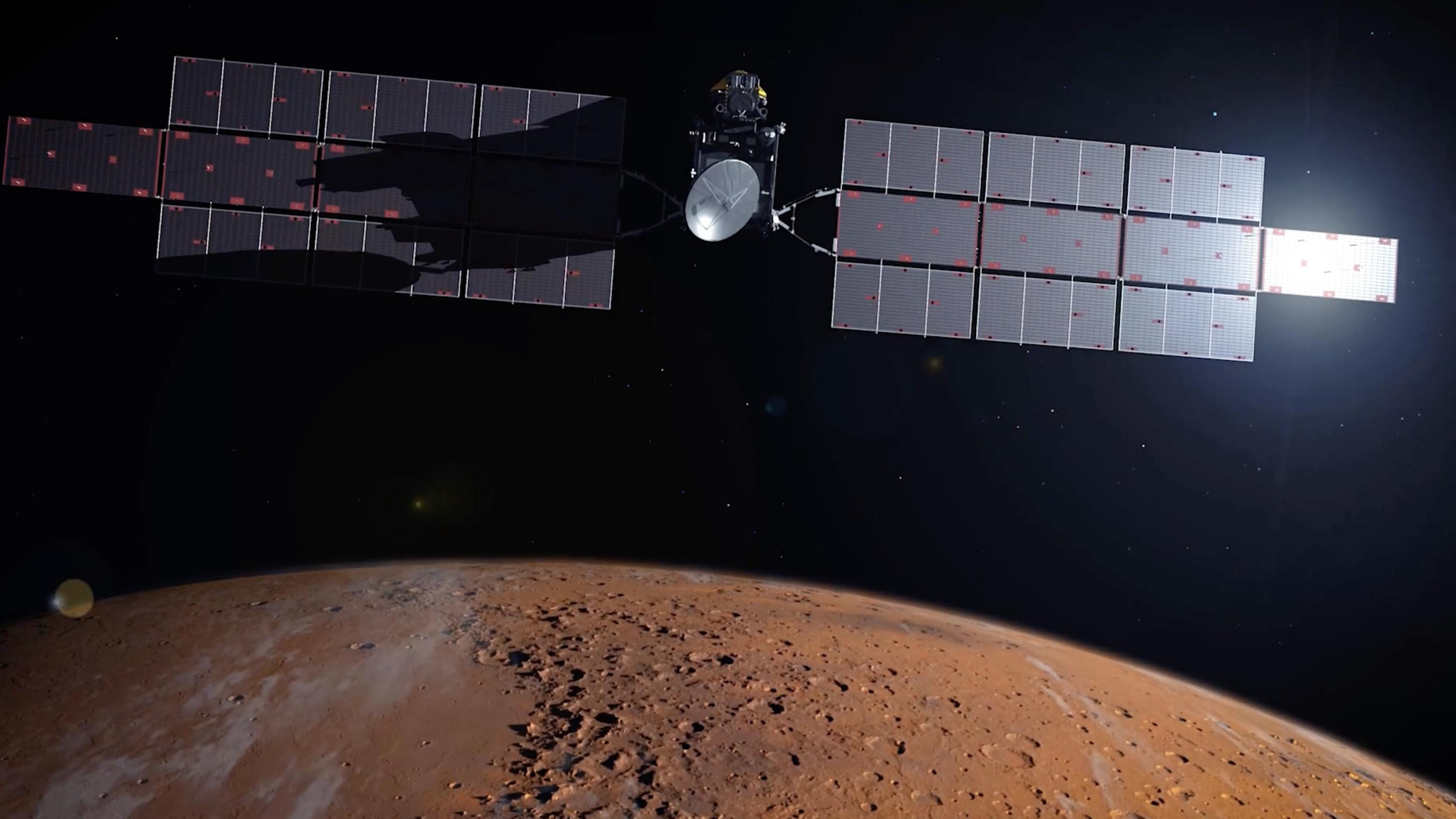 Artist's concept of the Earth Return Orbiter over Mars