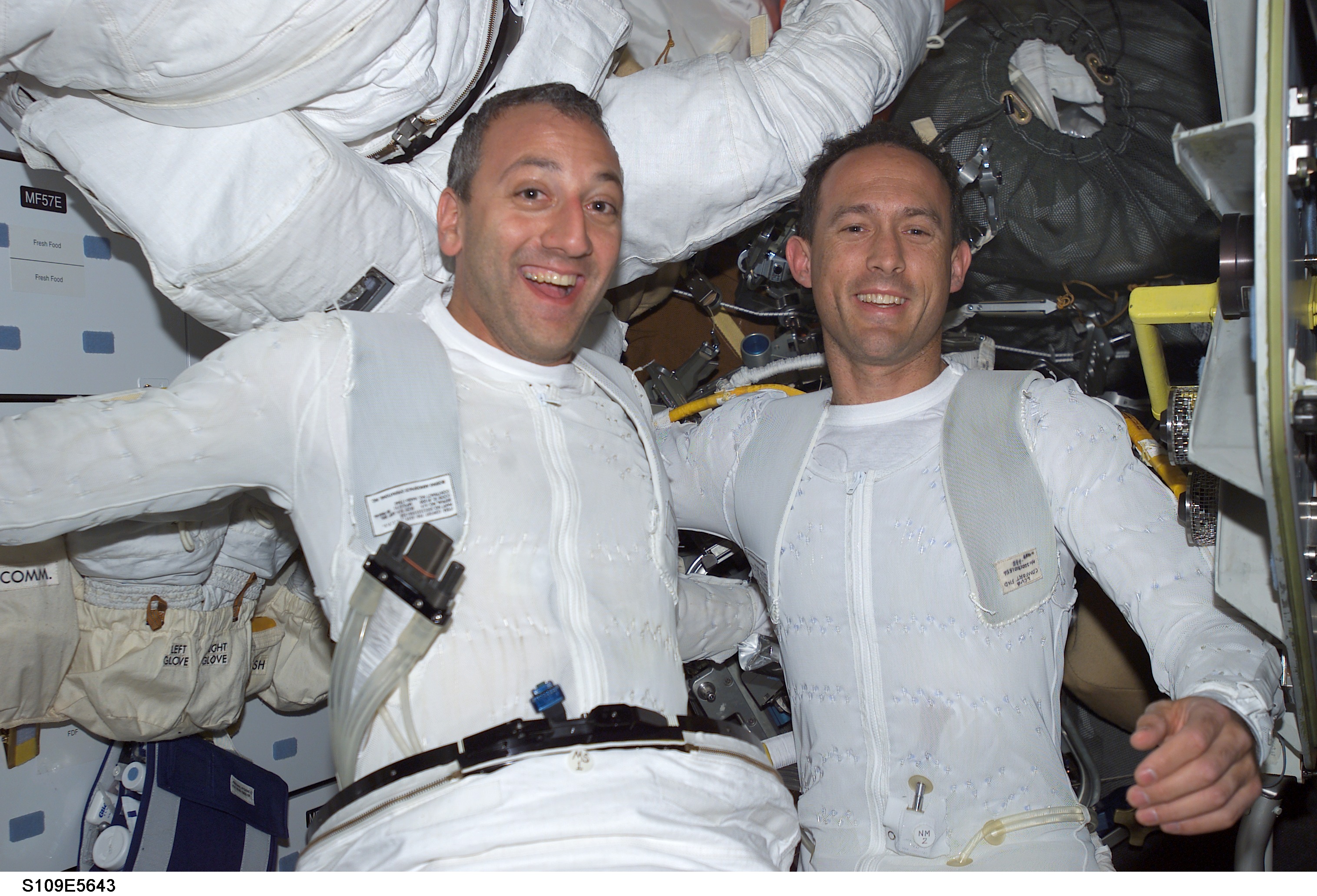 MS Massimino and Newman on middeck after EVA 2