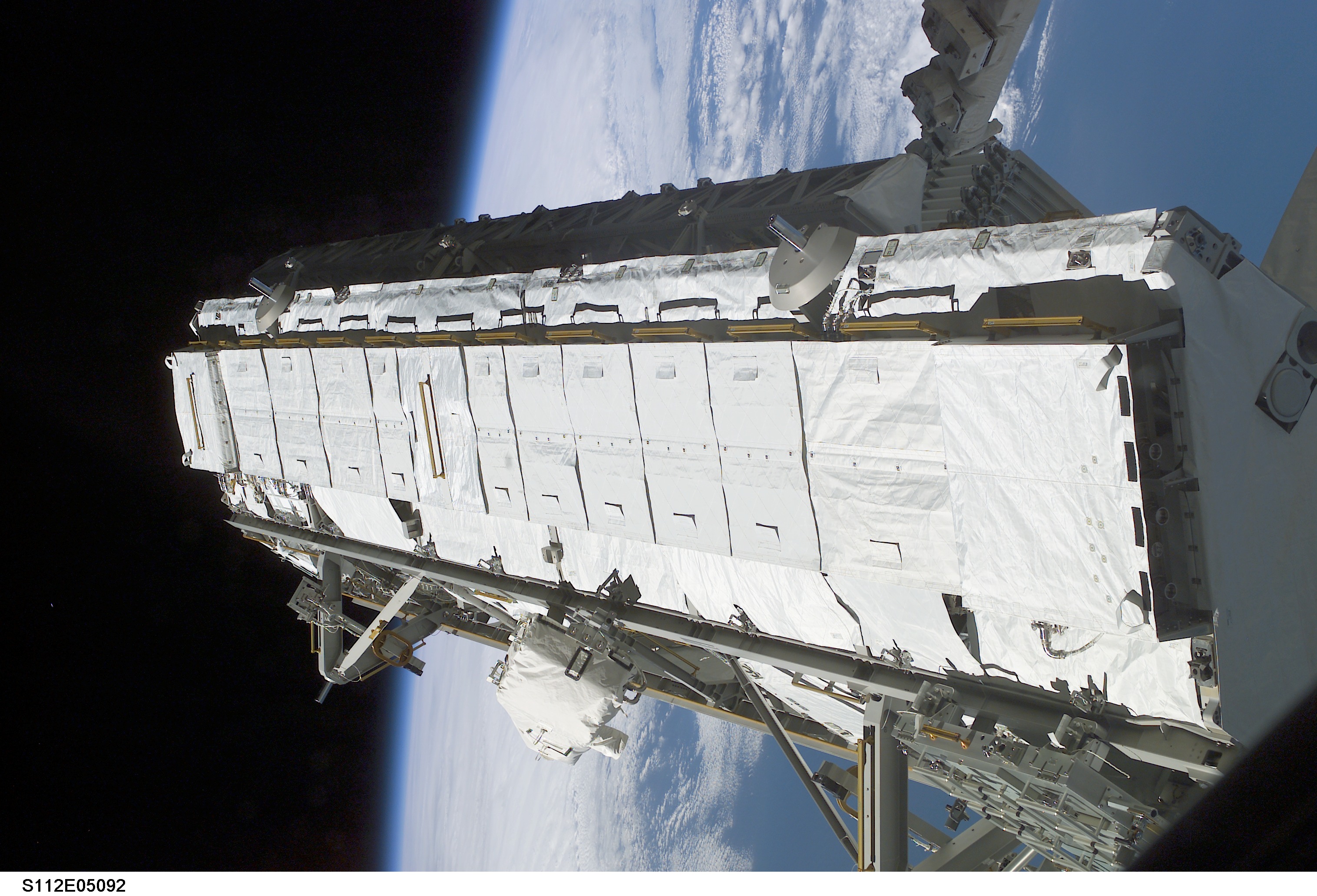 S1 truss being moved from payload bay