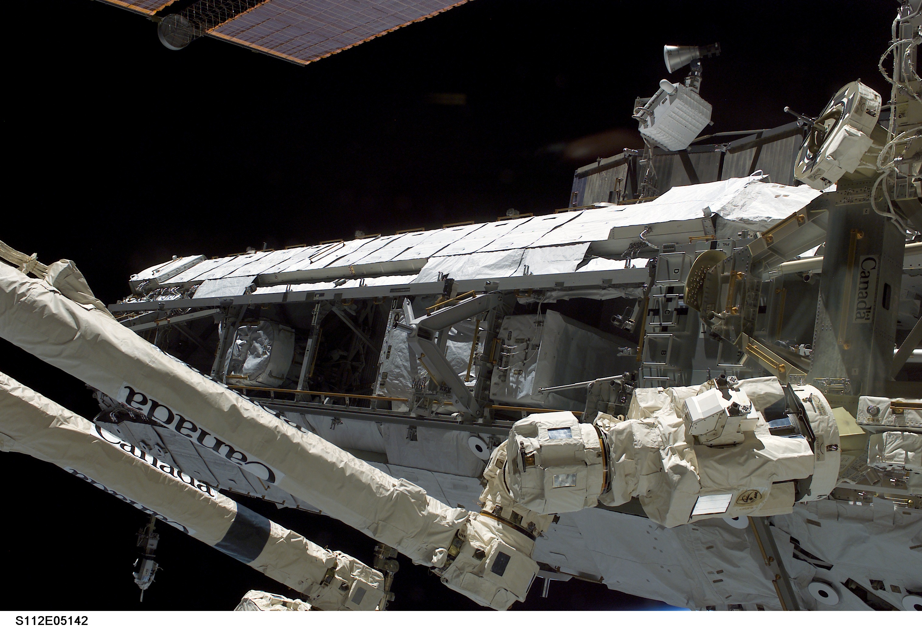 S1 truss on ISS with Canadarm2 in foreground