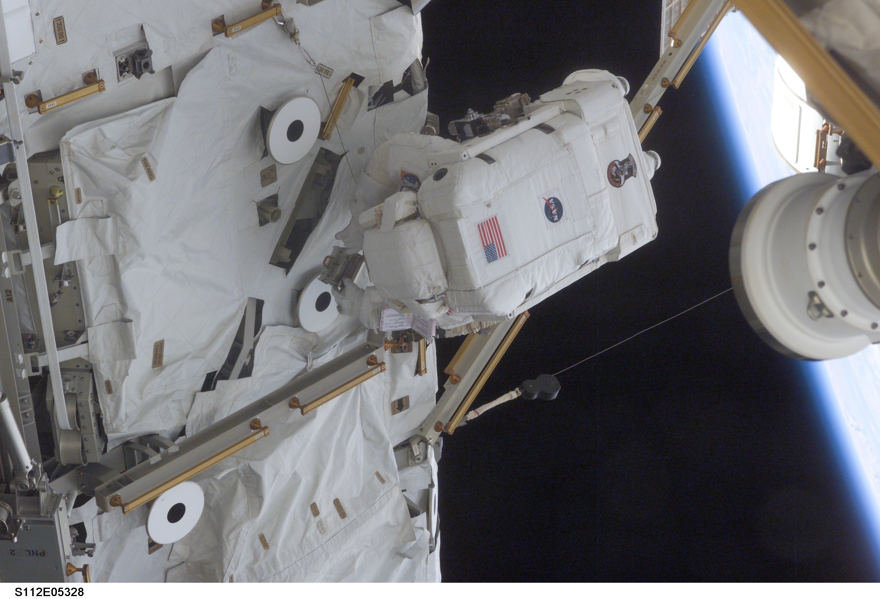 MS Sellers on S0 truss during EVA 2