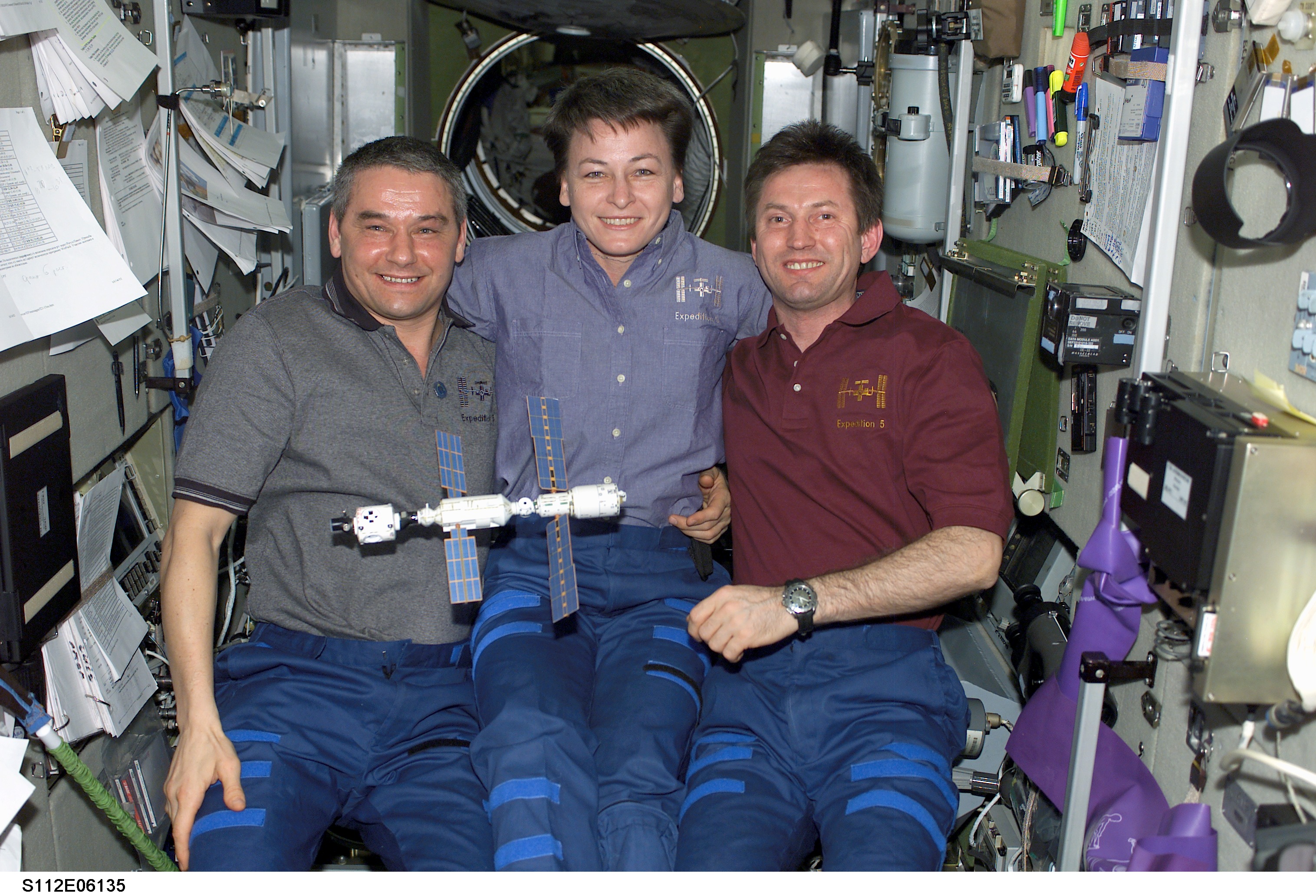 Expedition 5 crew in-flight portrait
