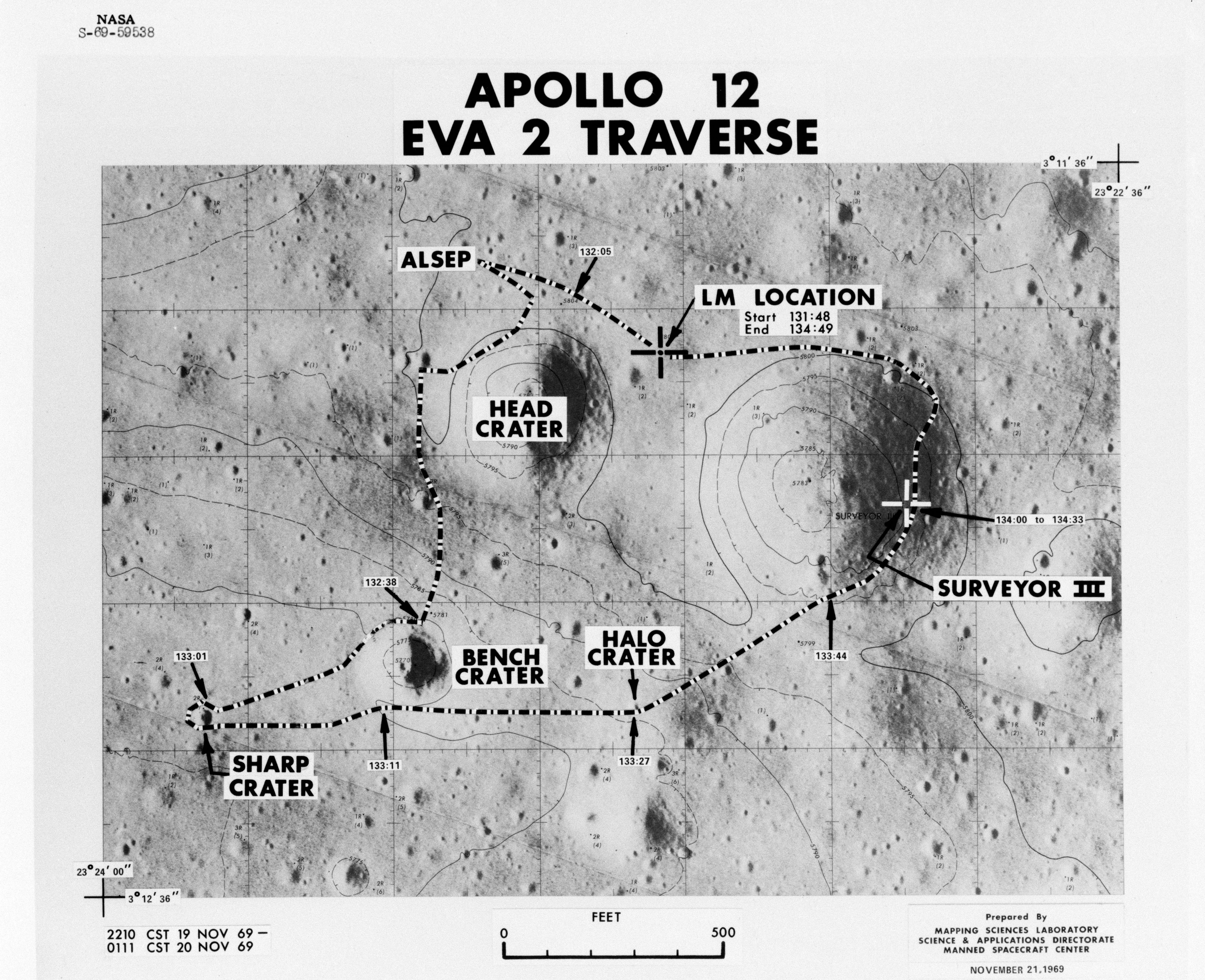 Apollo 12 EVA 2 traverse overlay