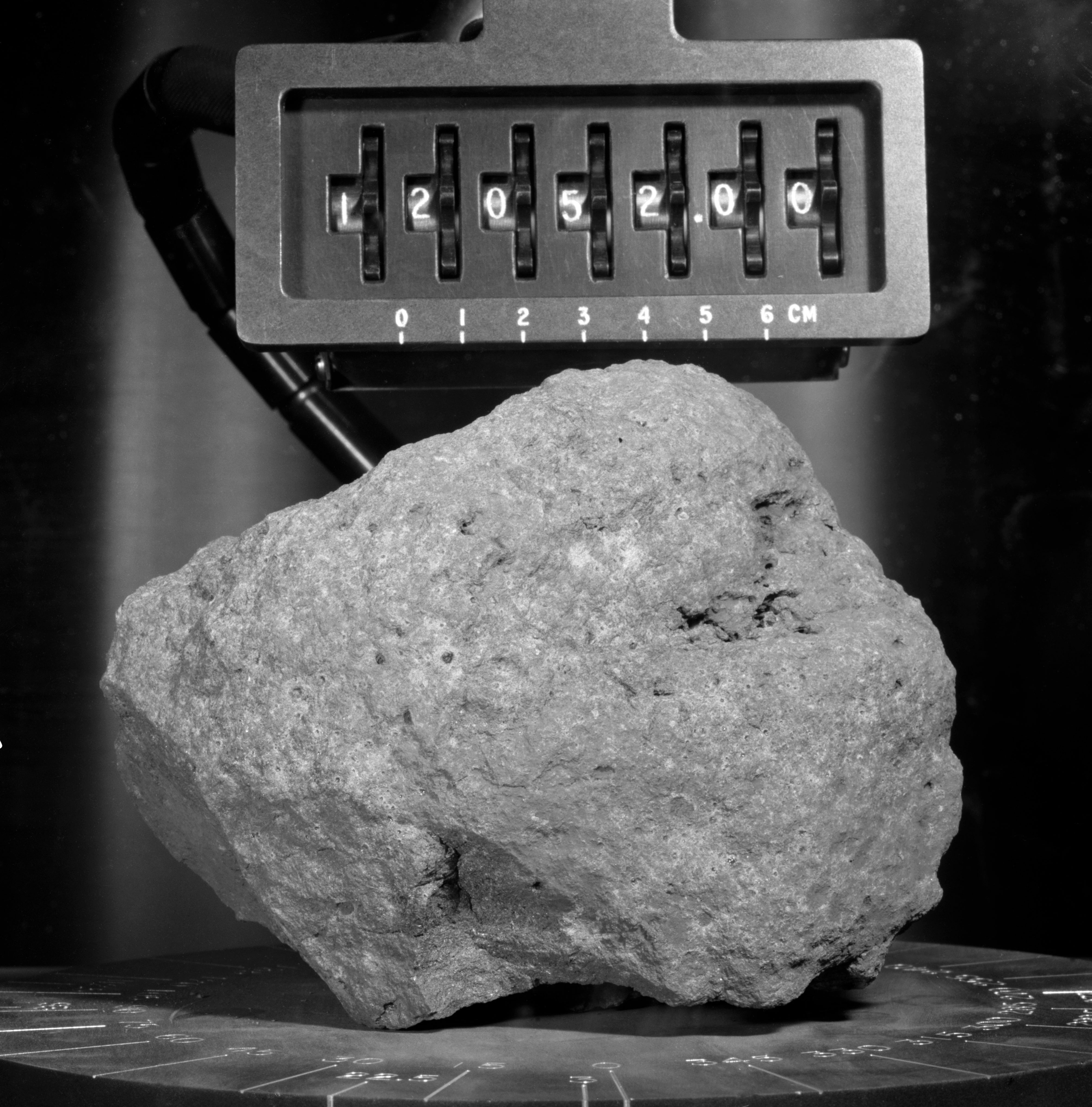 Rock sample brought to earth from the Apollo 12 lunar landing mission