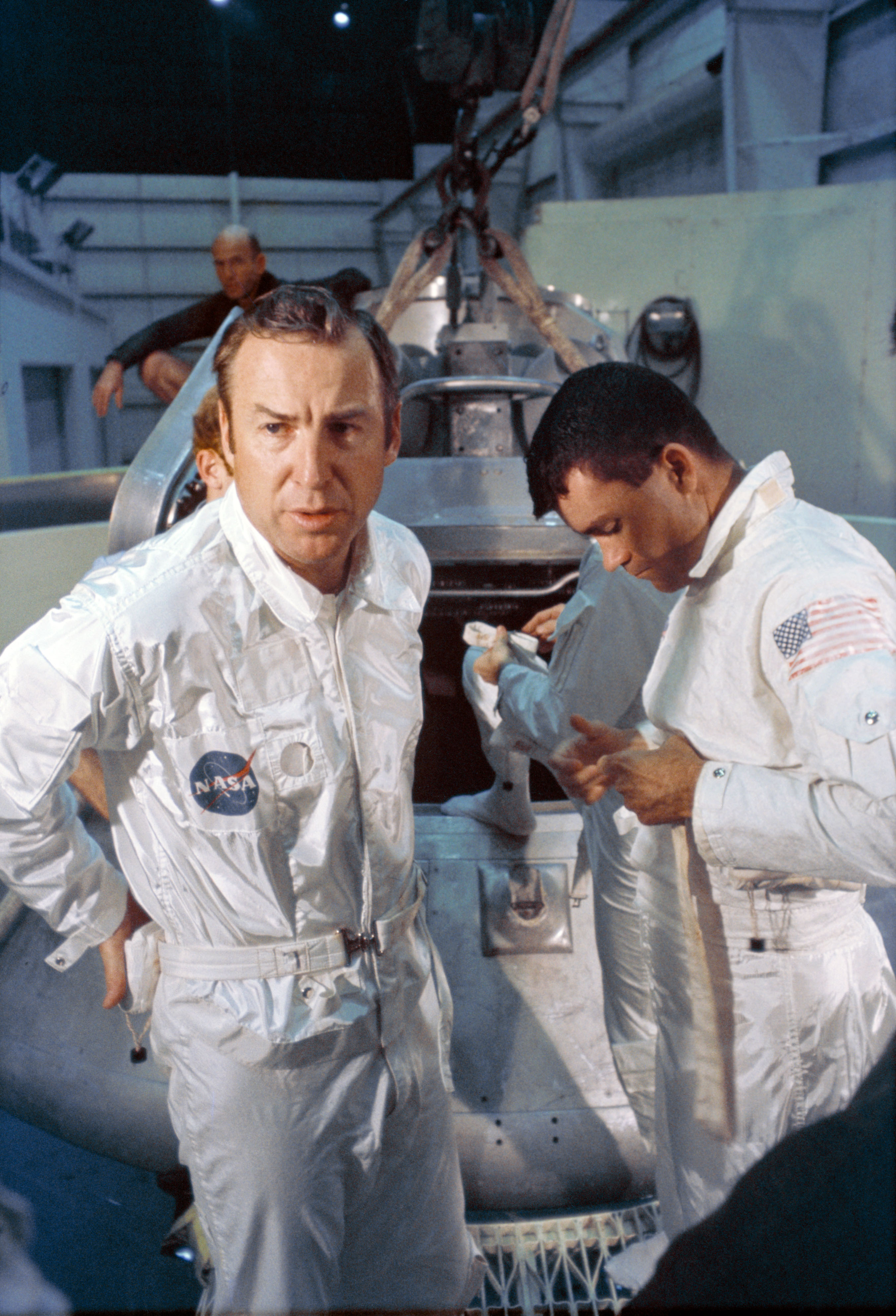 Apollo 13 prime crewmembers during water egress training