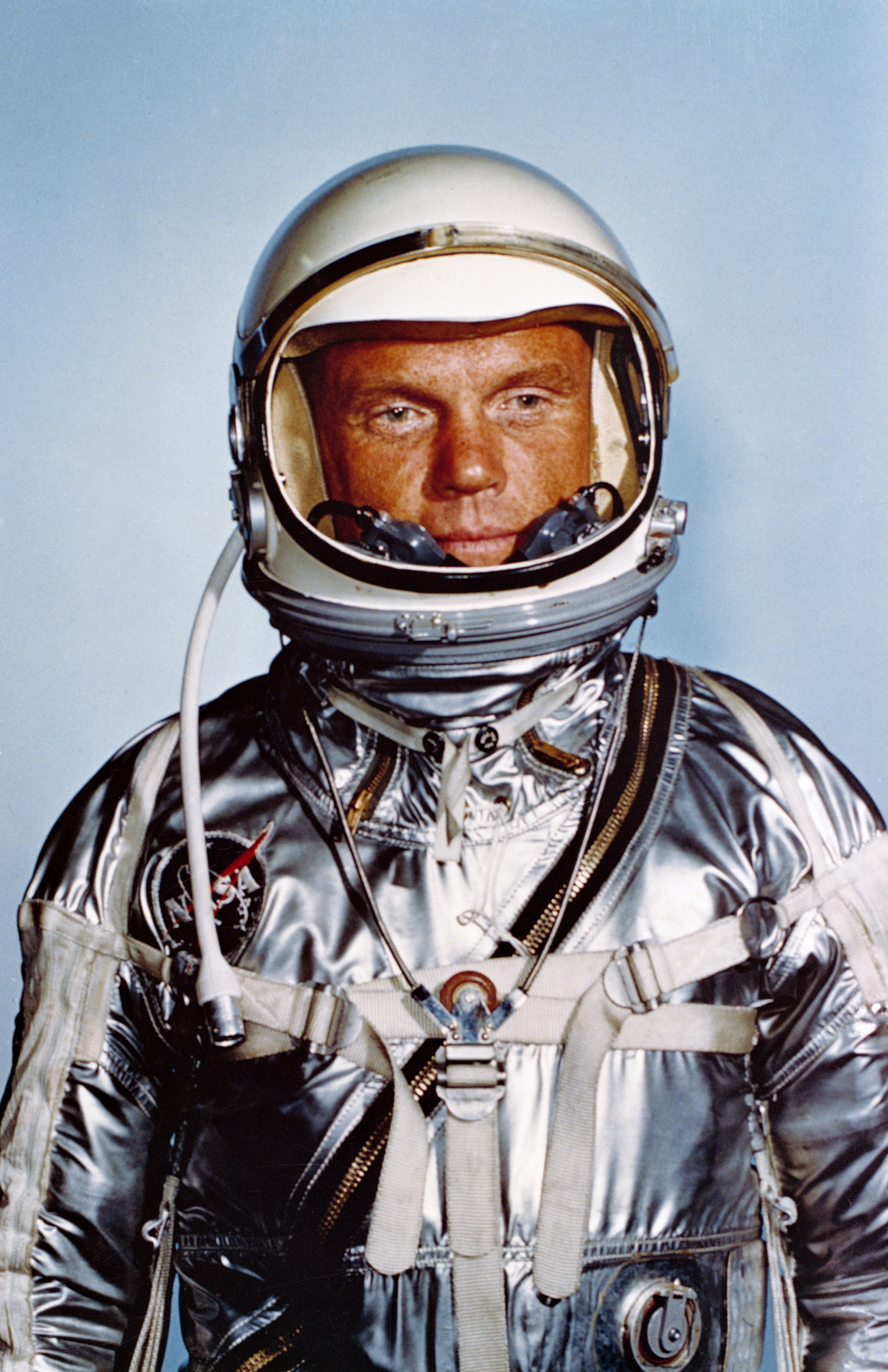 Astronaut John Hershel Glenn in his Mercury spacesuit. (NASA MA6-48)