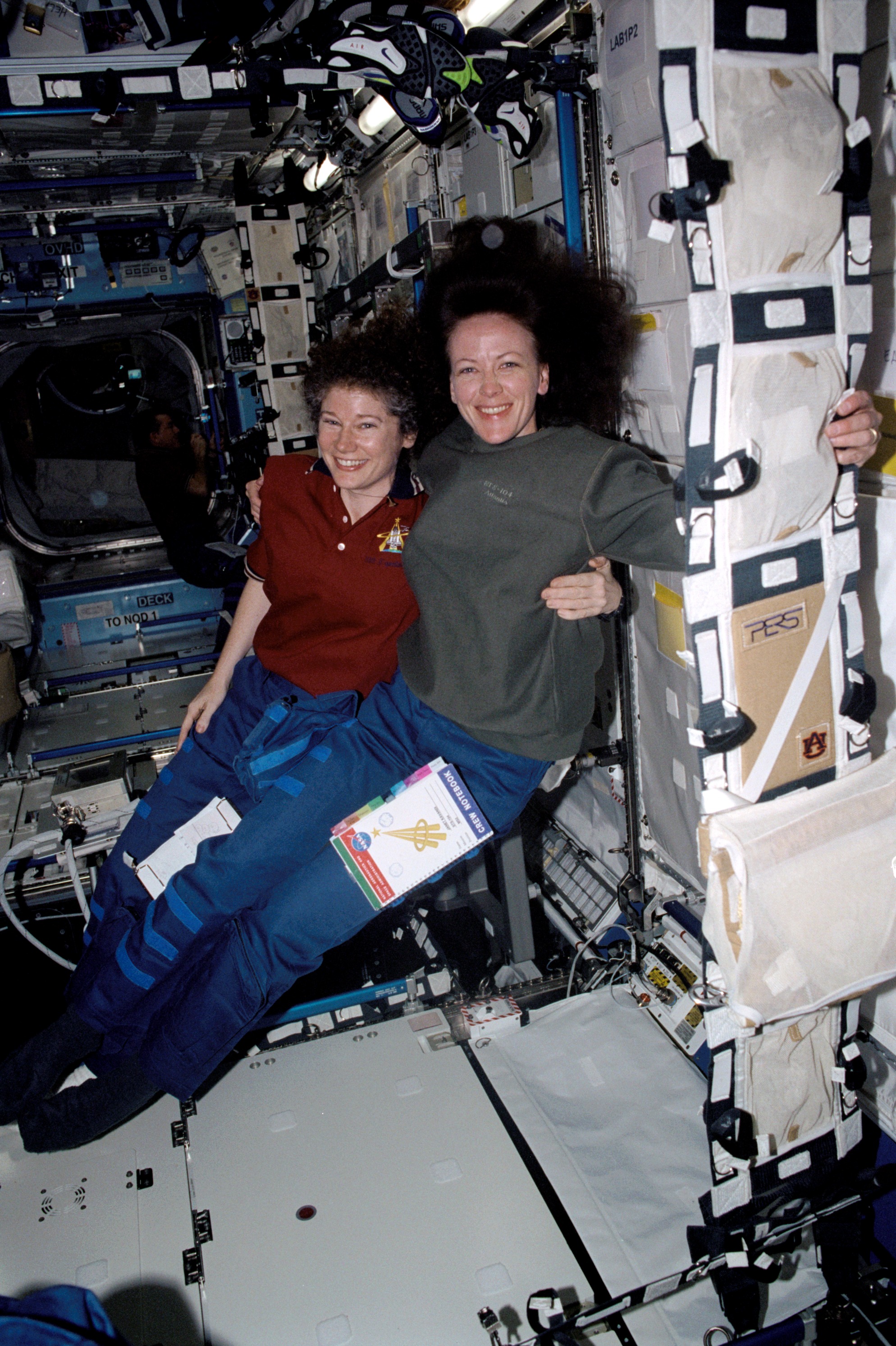 Expedition Two Helms and STS-104 MS Kavandi in Destiny module